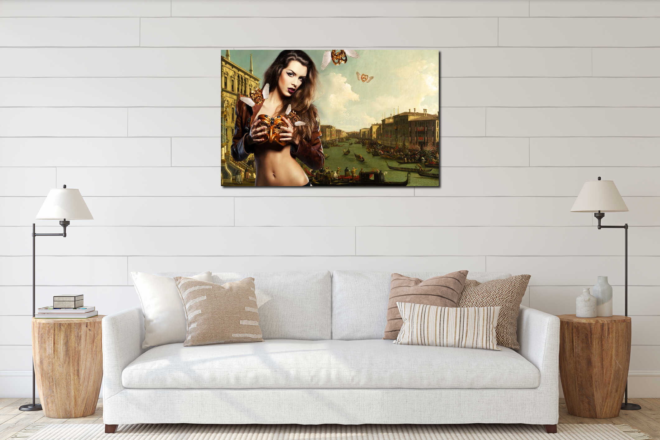 Canvas hanging interior mockup