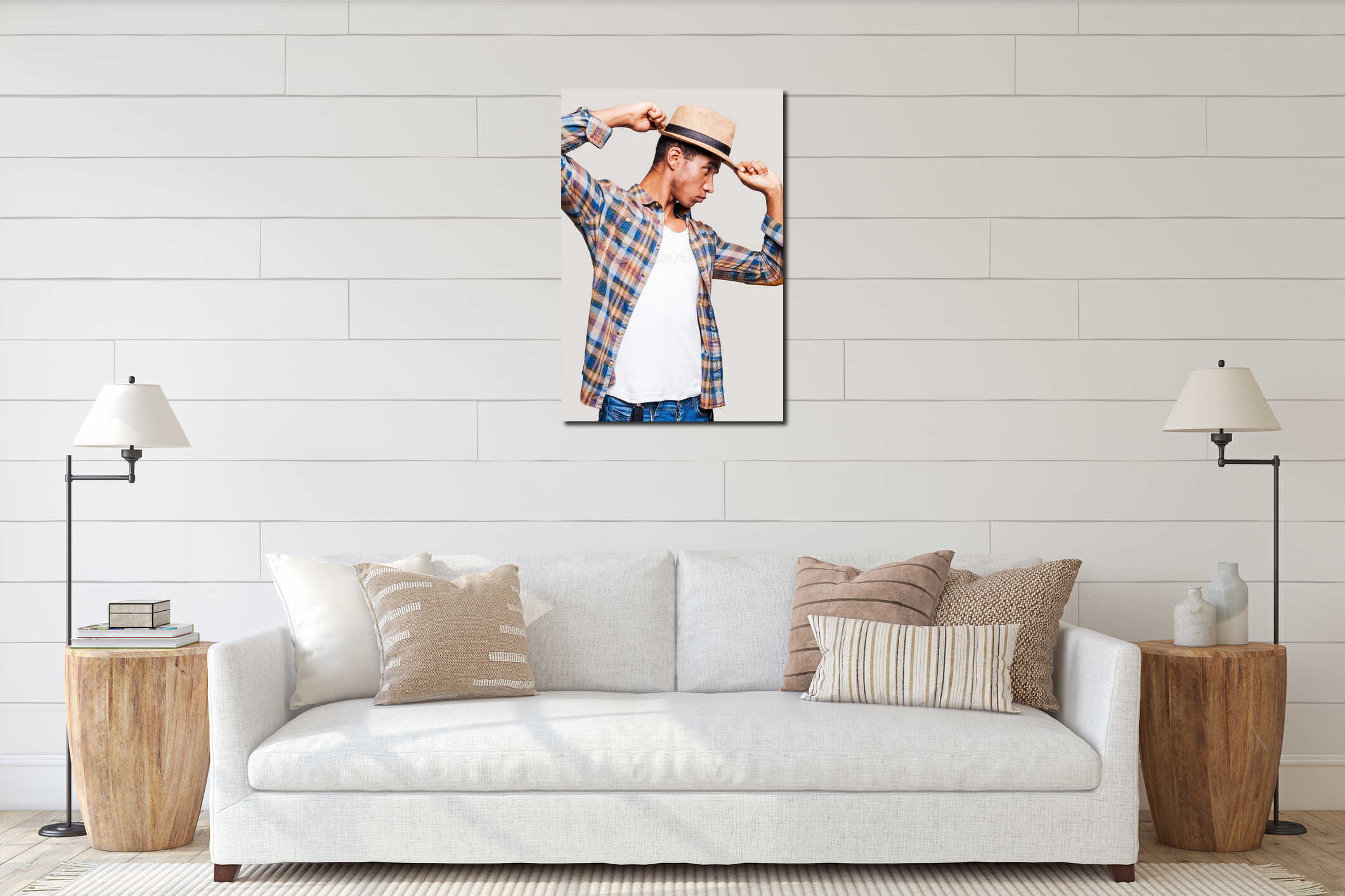 Canvas hanging interior mockup