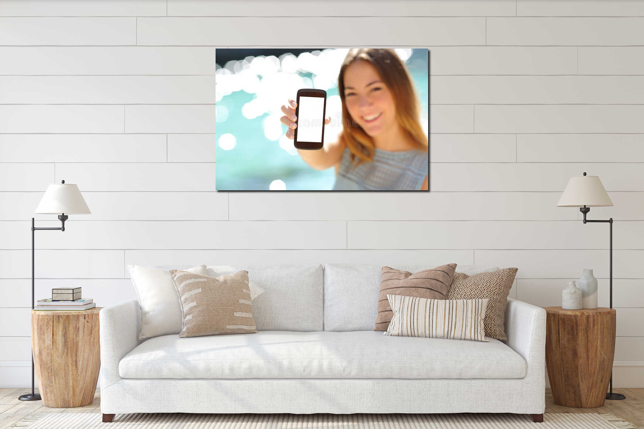 Canvas hanging interior mockup