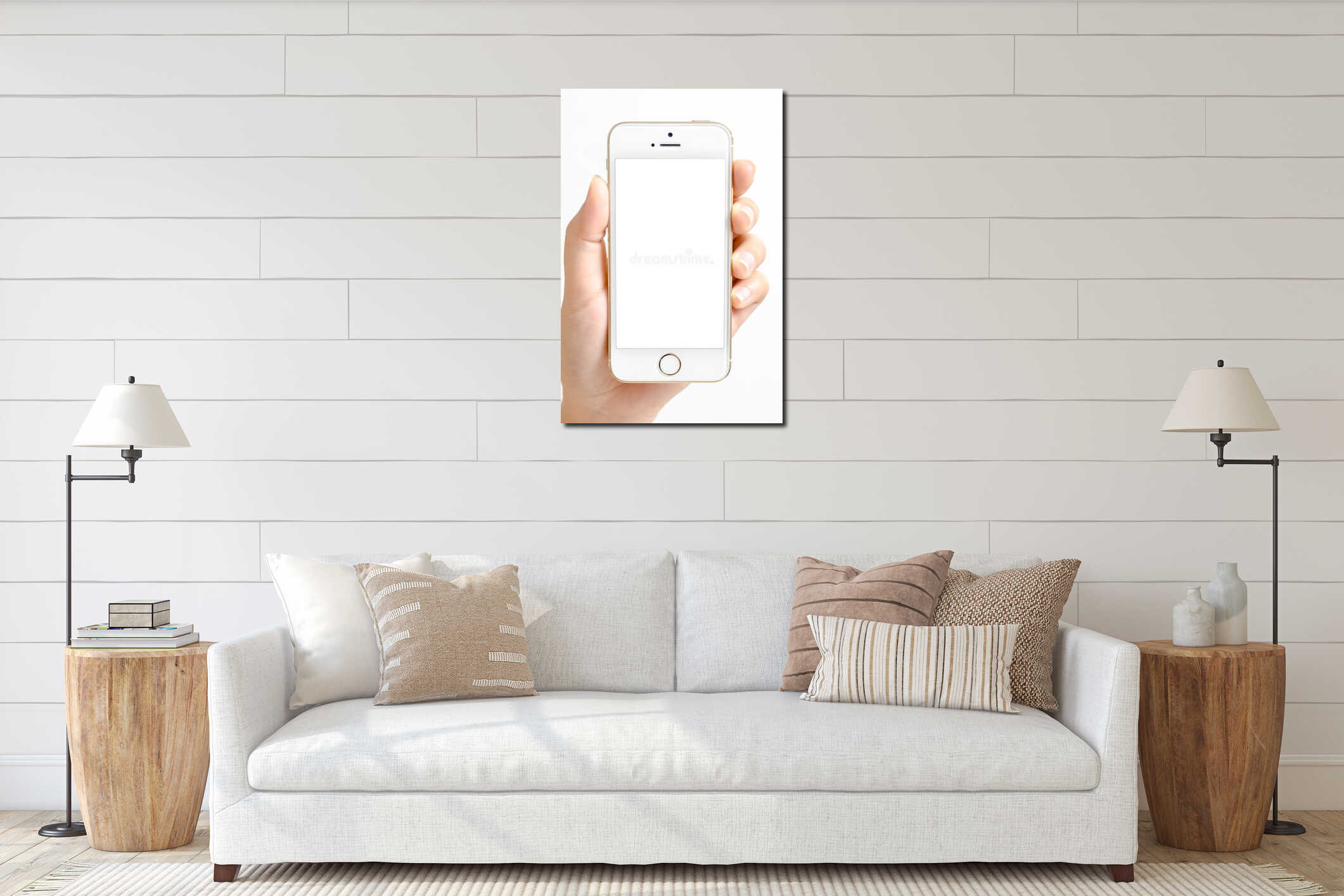 Canvas hanging interior mockup