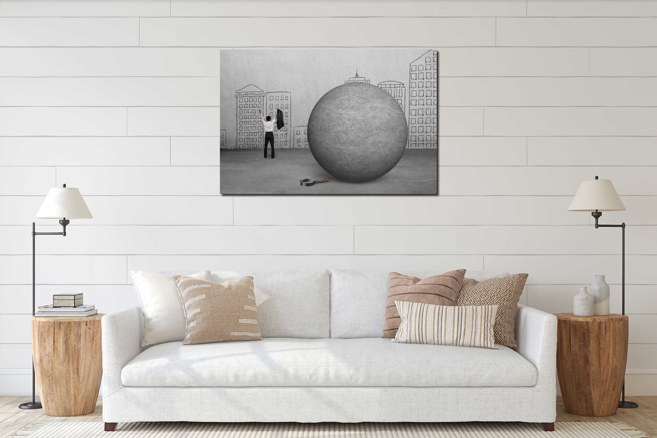 Canvas hanging interior mockup