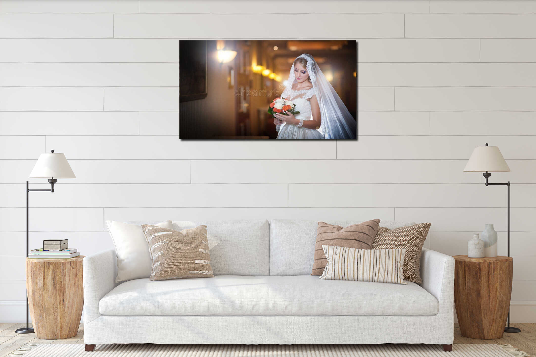 Canvas hanging interior mockup