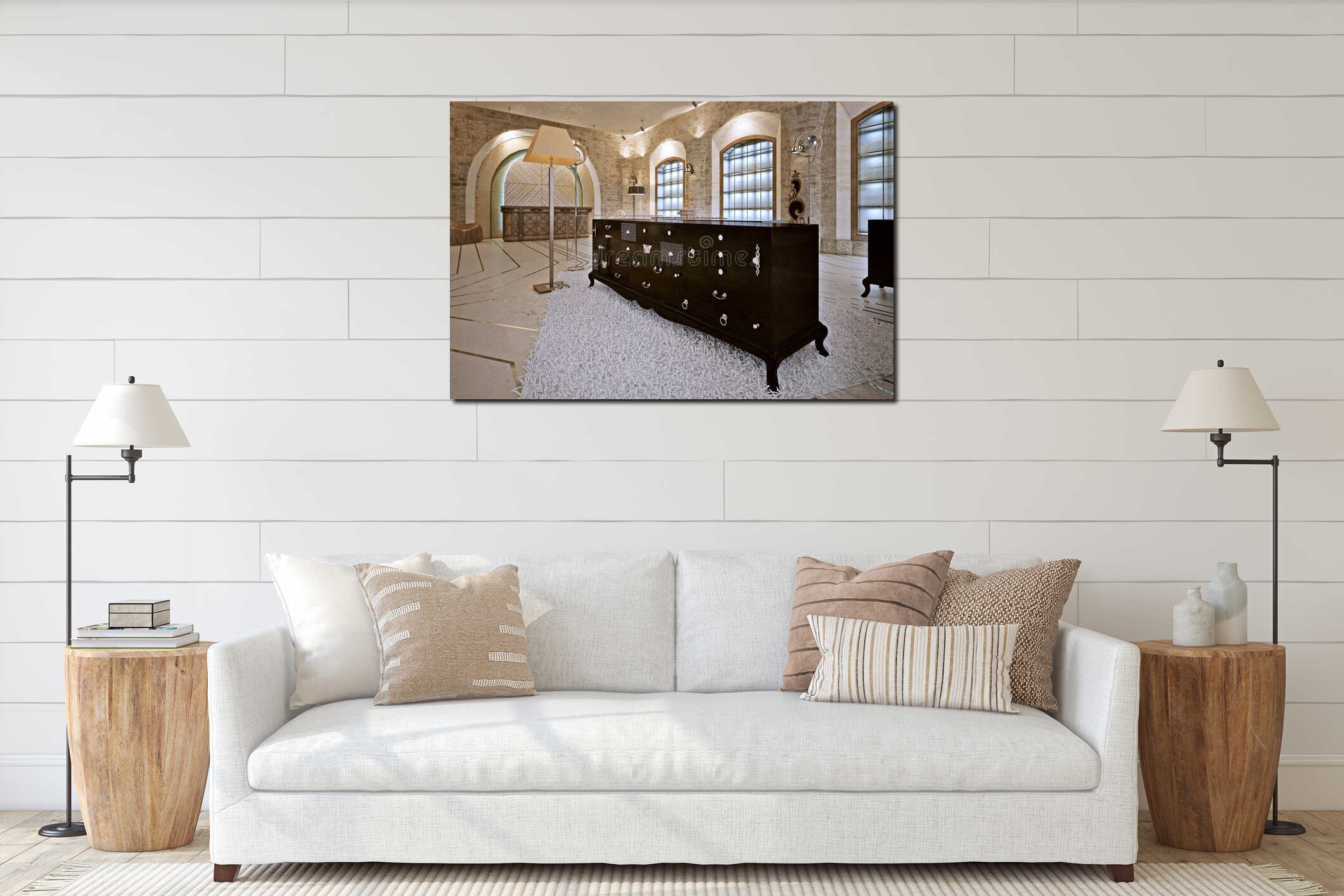 Canvas hanging interior mockup