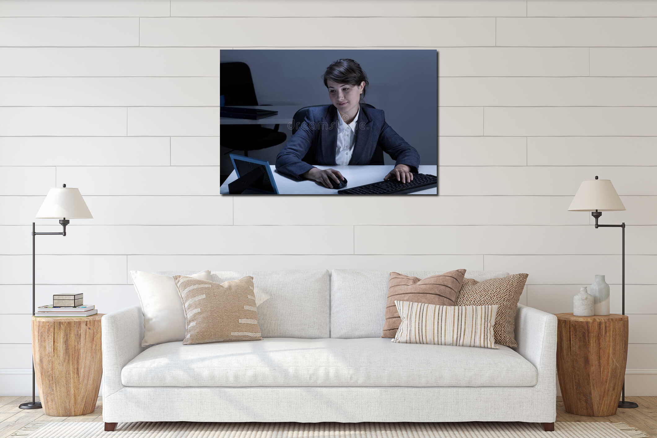 Canvas hanging interior mockup