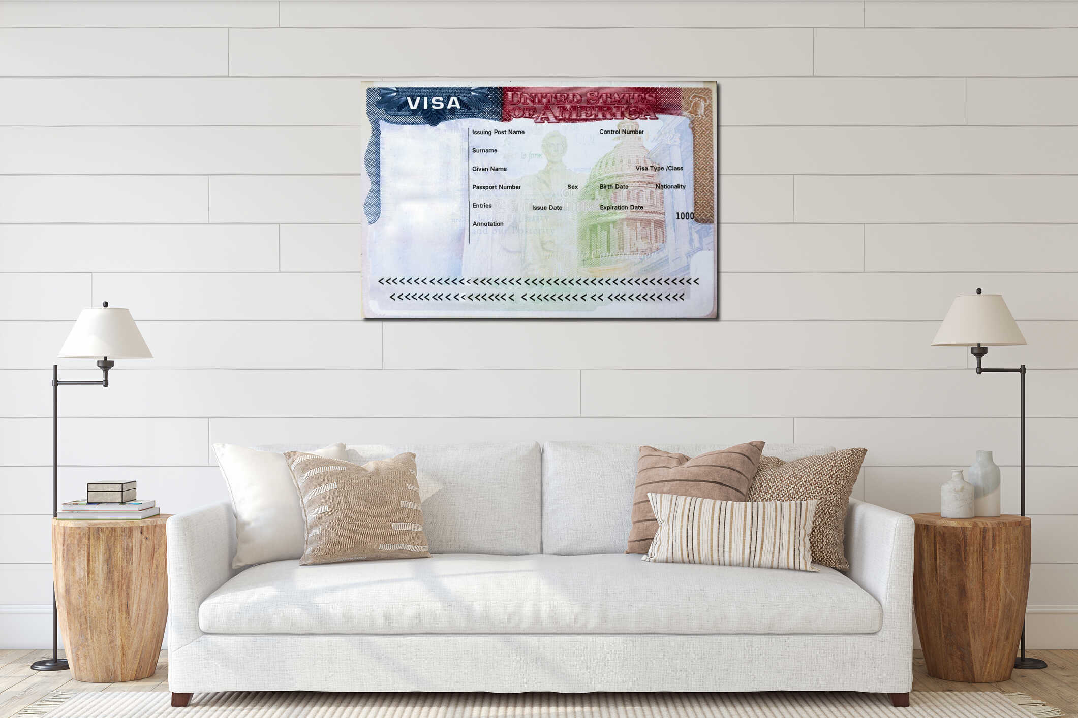 Canvas hanging interior mockup