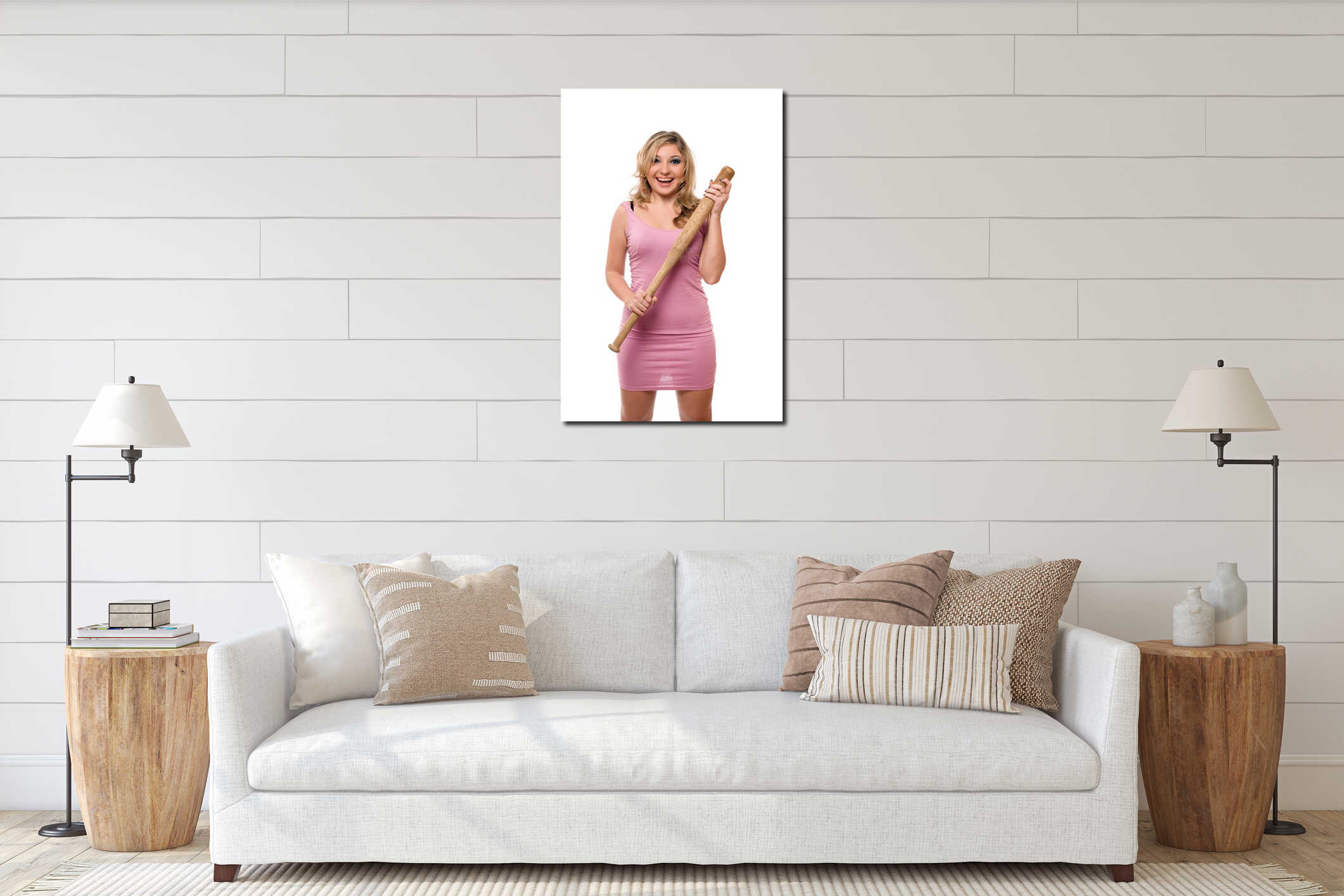 Canvas hanging interior mockup