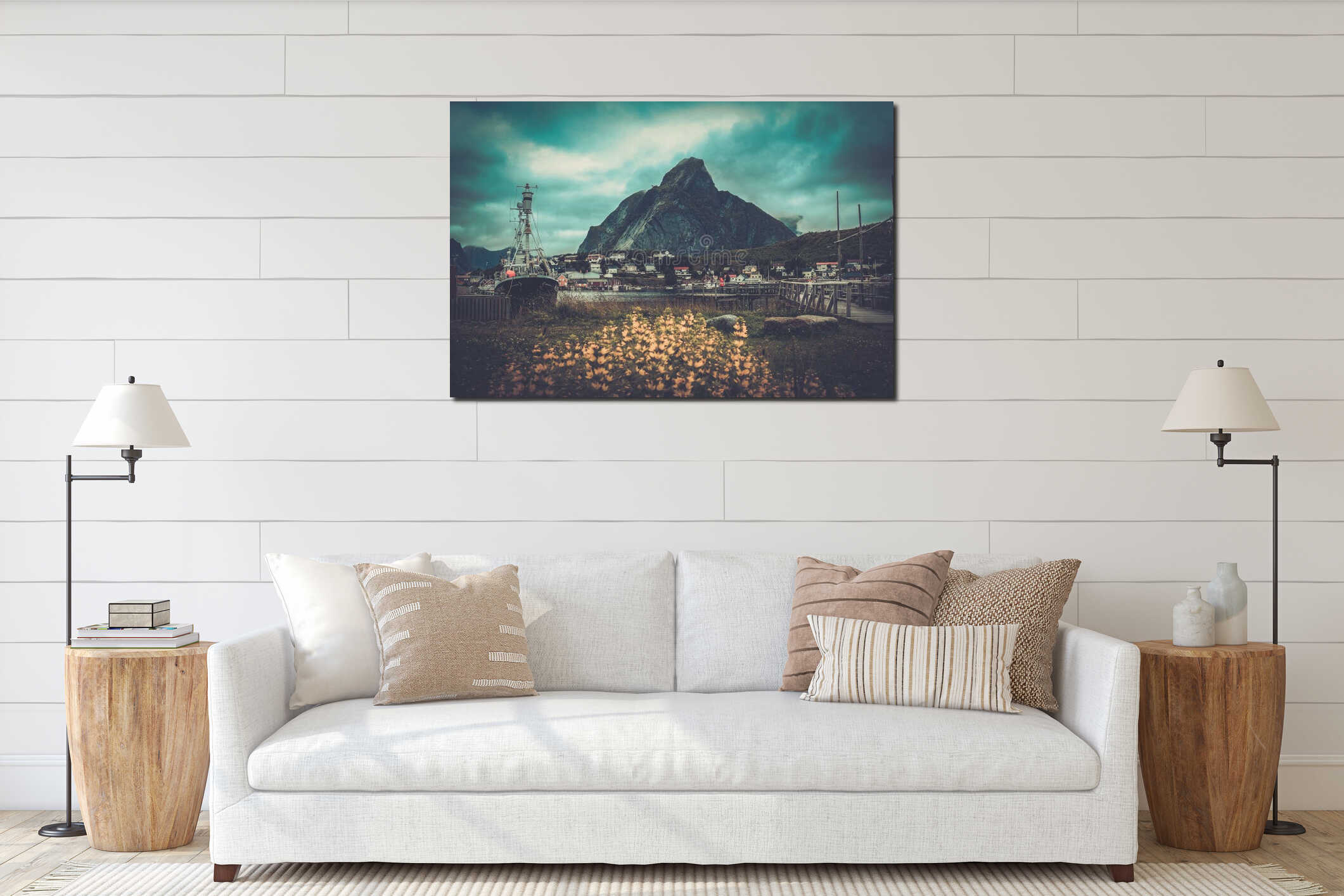 Canvas hanging interior mockup