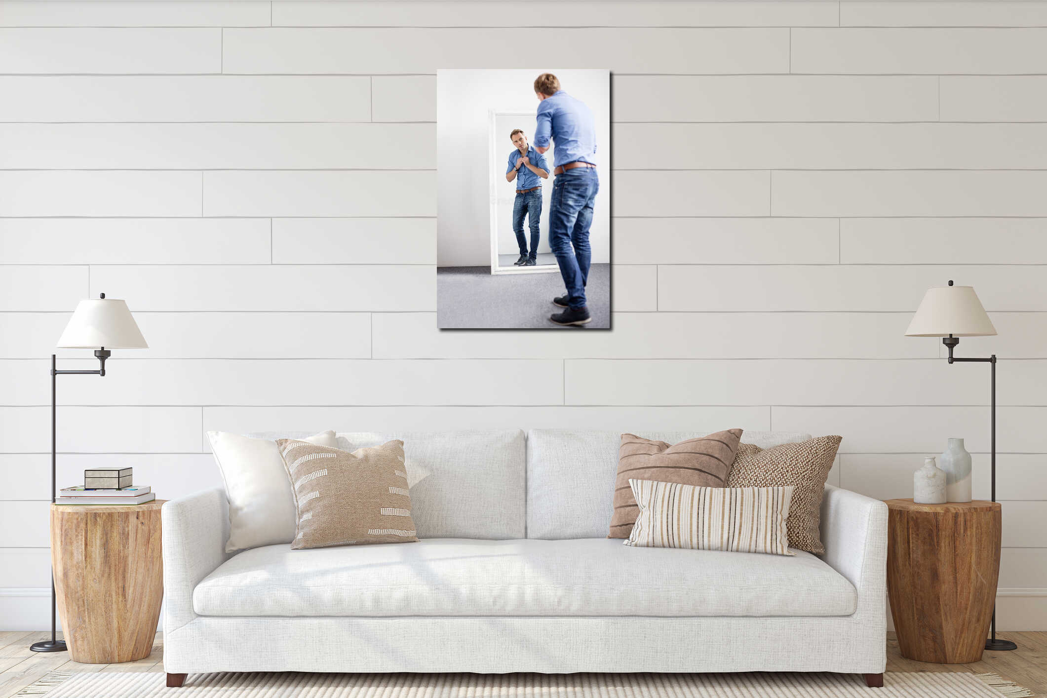 Canvas hanging interior mockup