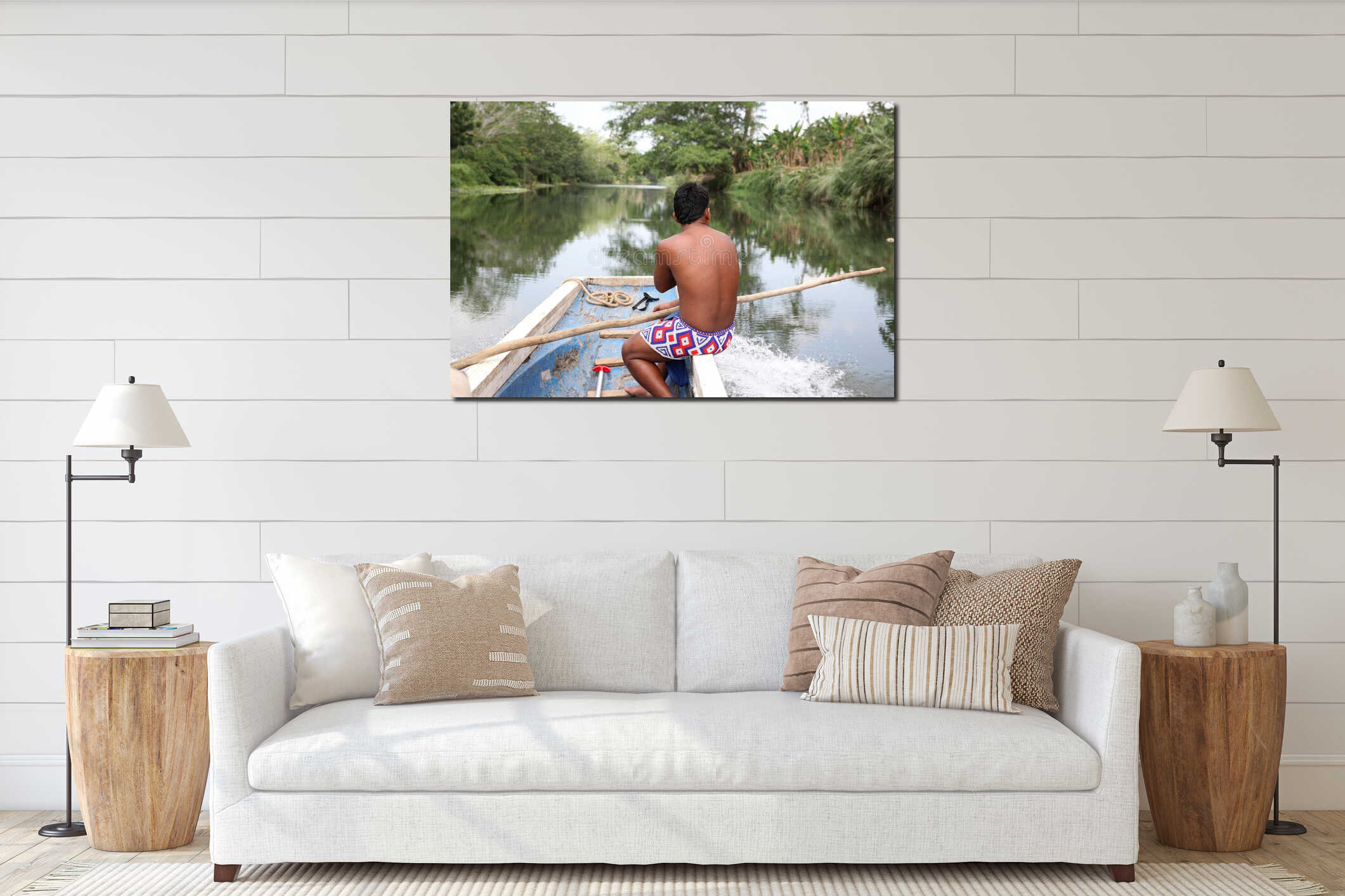 Canvas hanging interior mockup