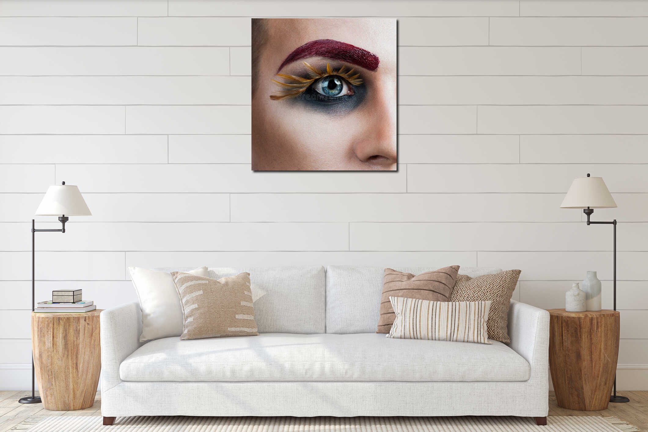 Canvas hanging interior mockup