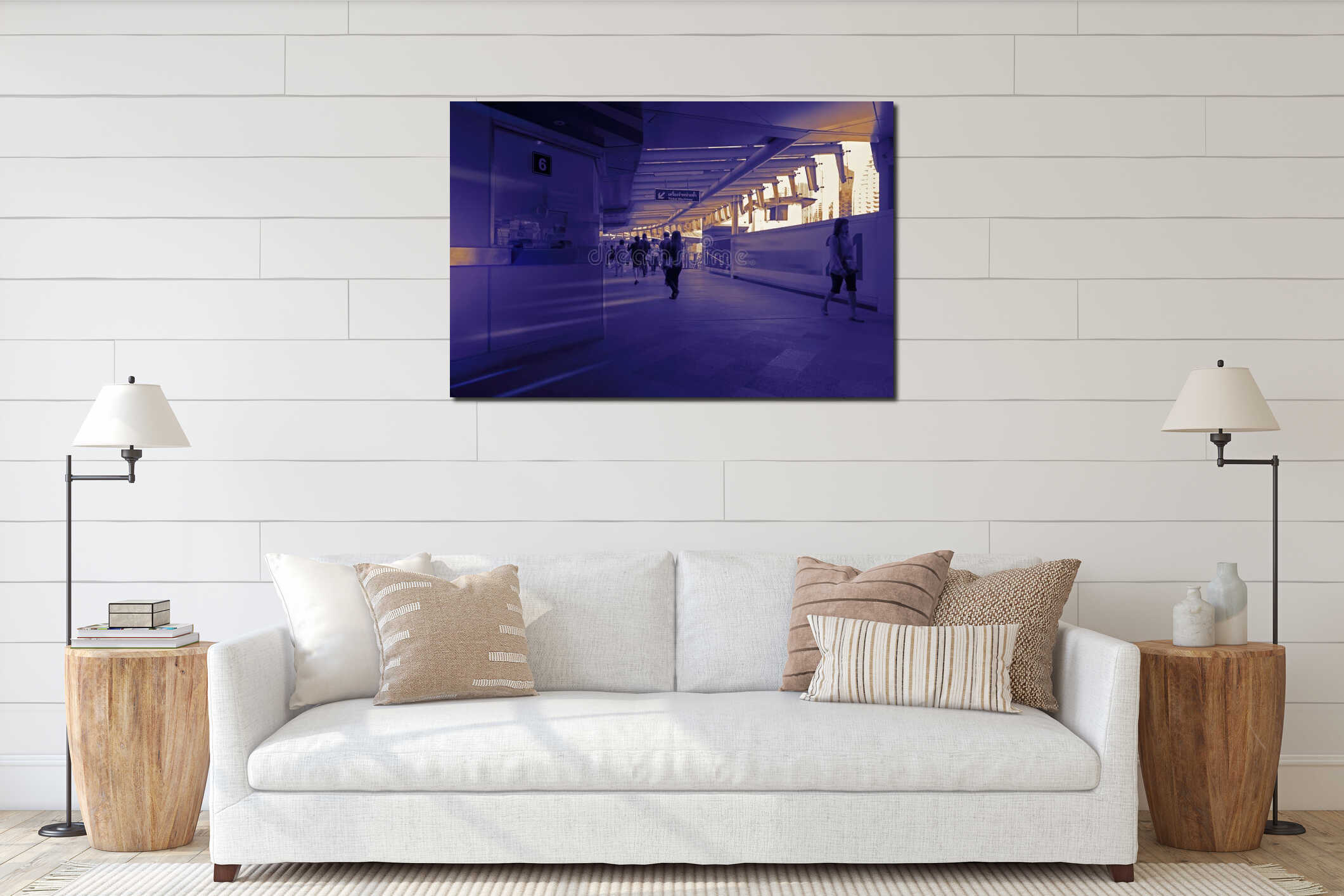Canvas hanging interior mockup