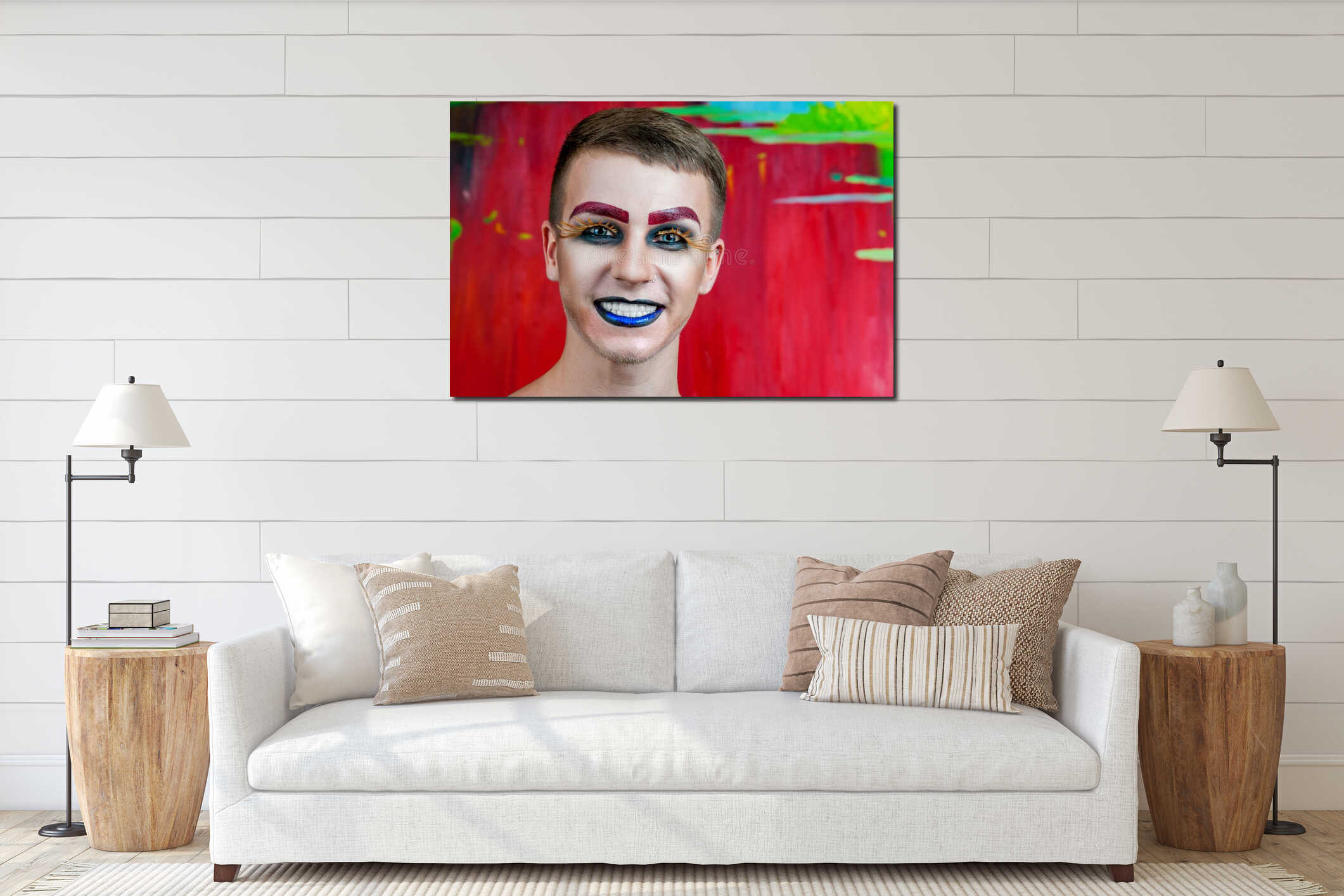 Canvas hanging interior mockup