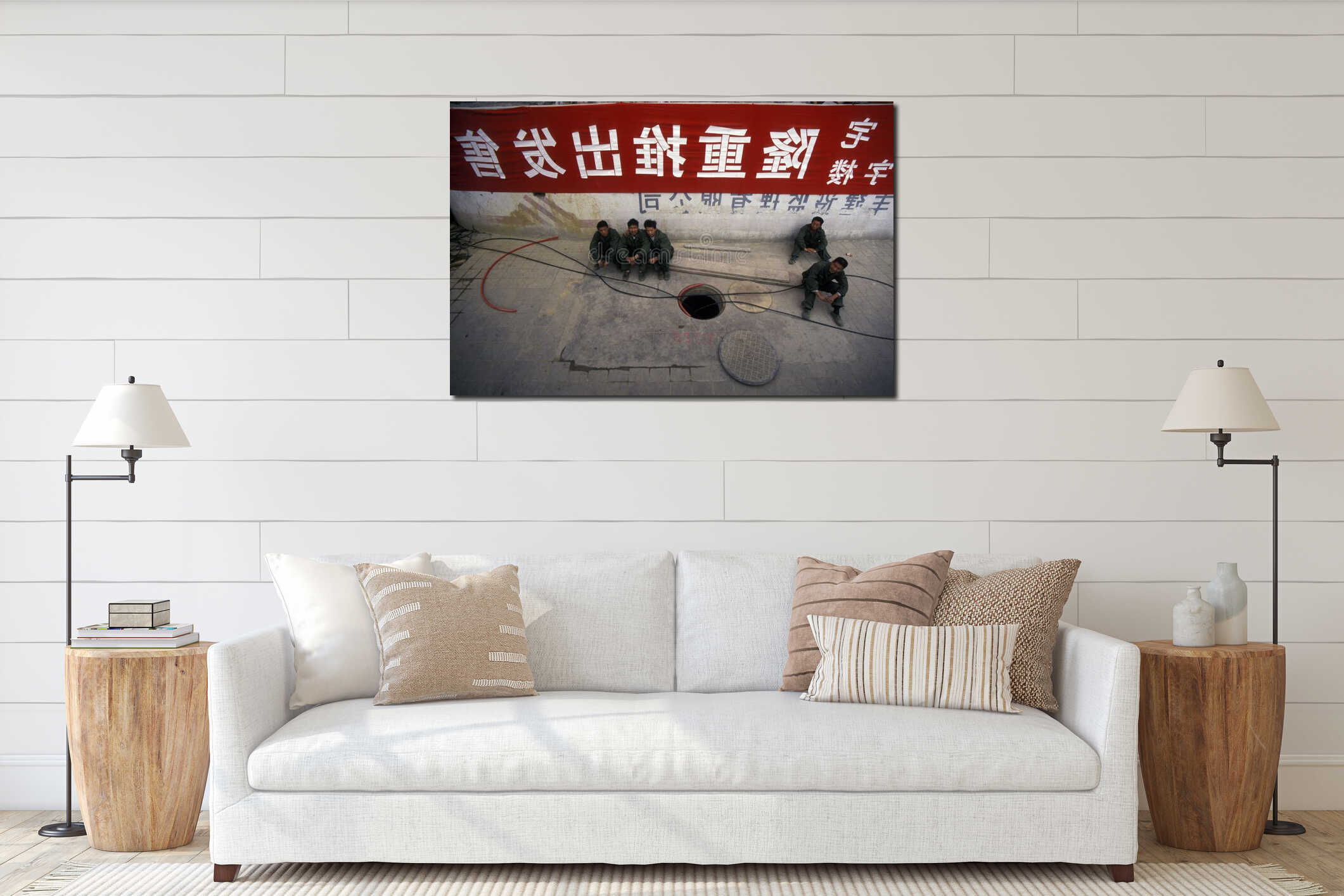 Canvas hanging interior mockup