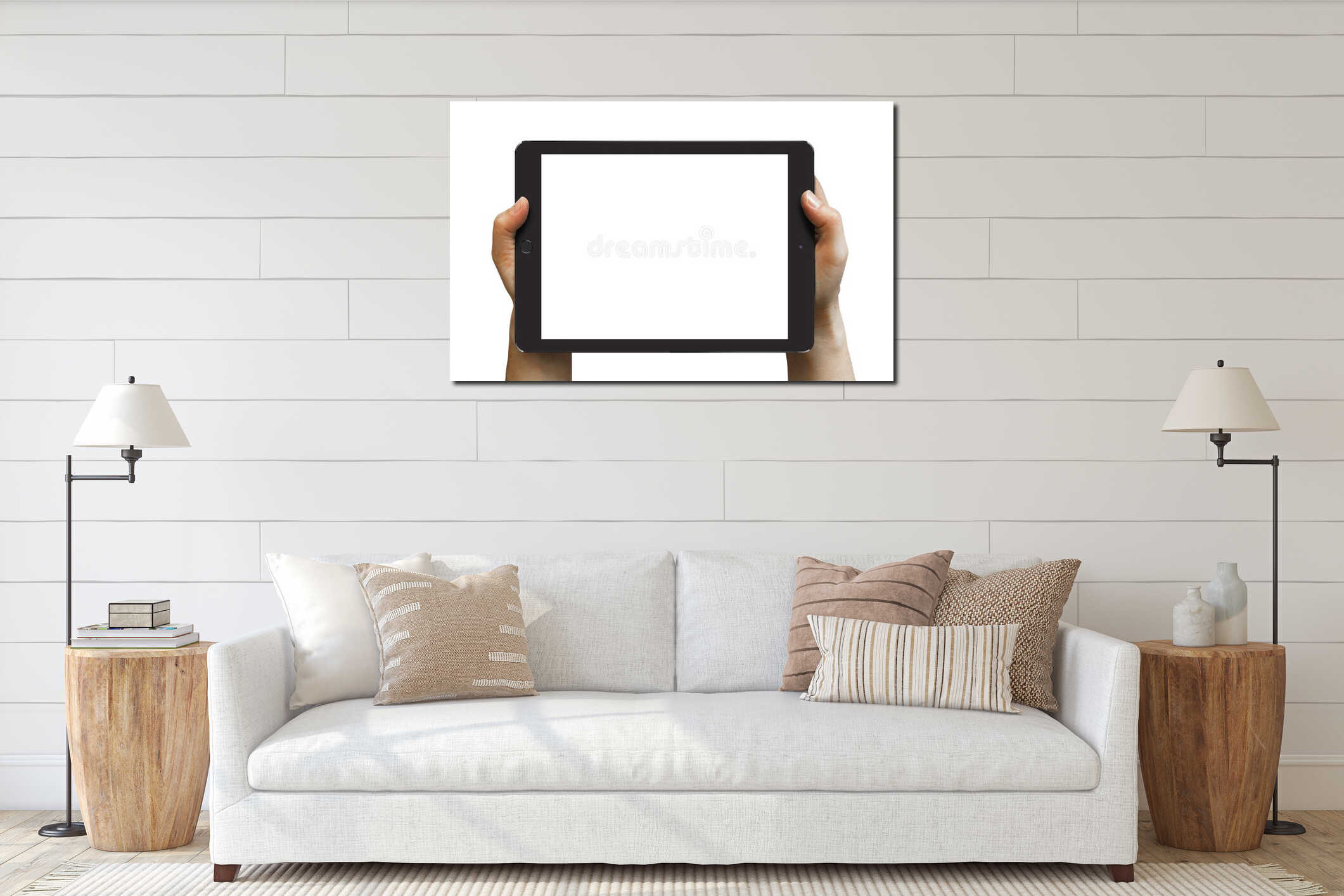 Canvas hanging interior mockup