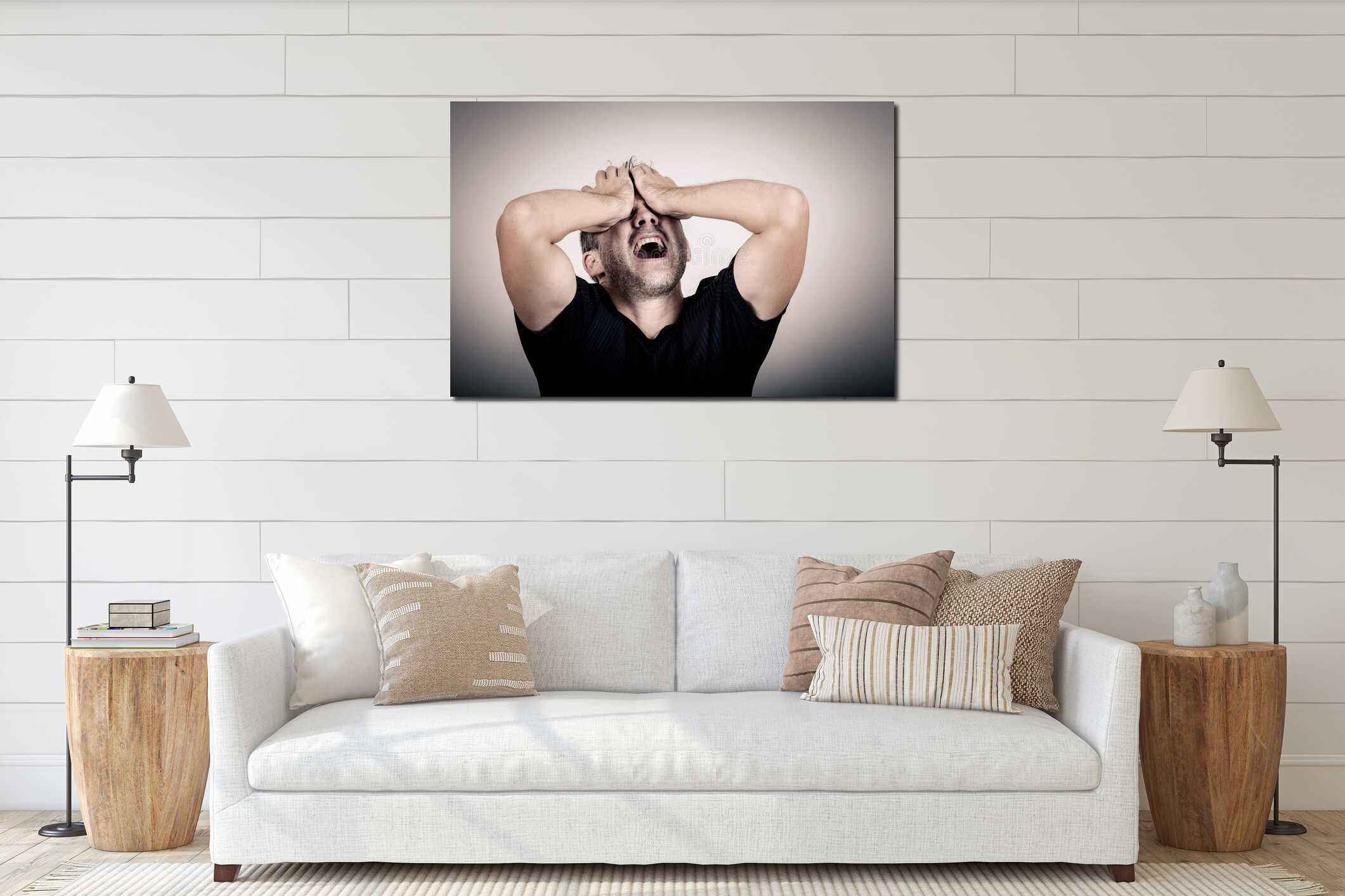 Canvas hanging interior mockup