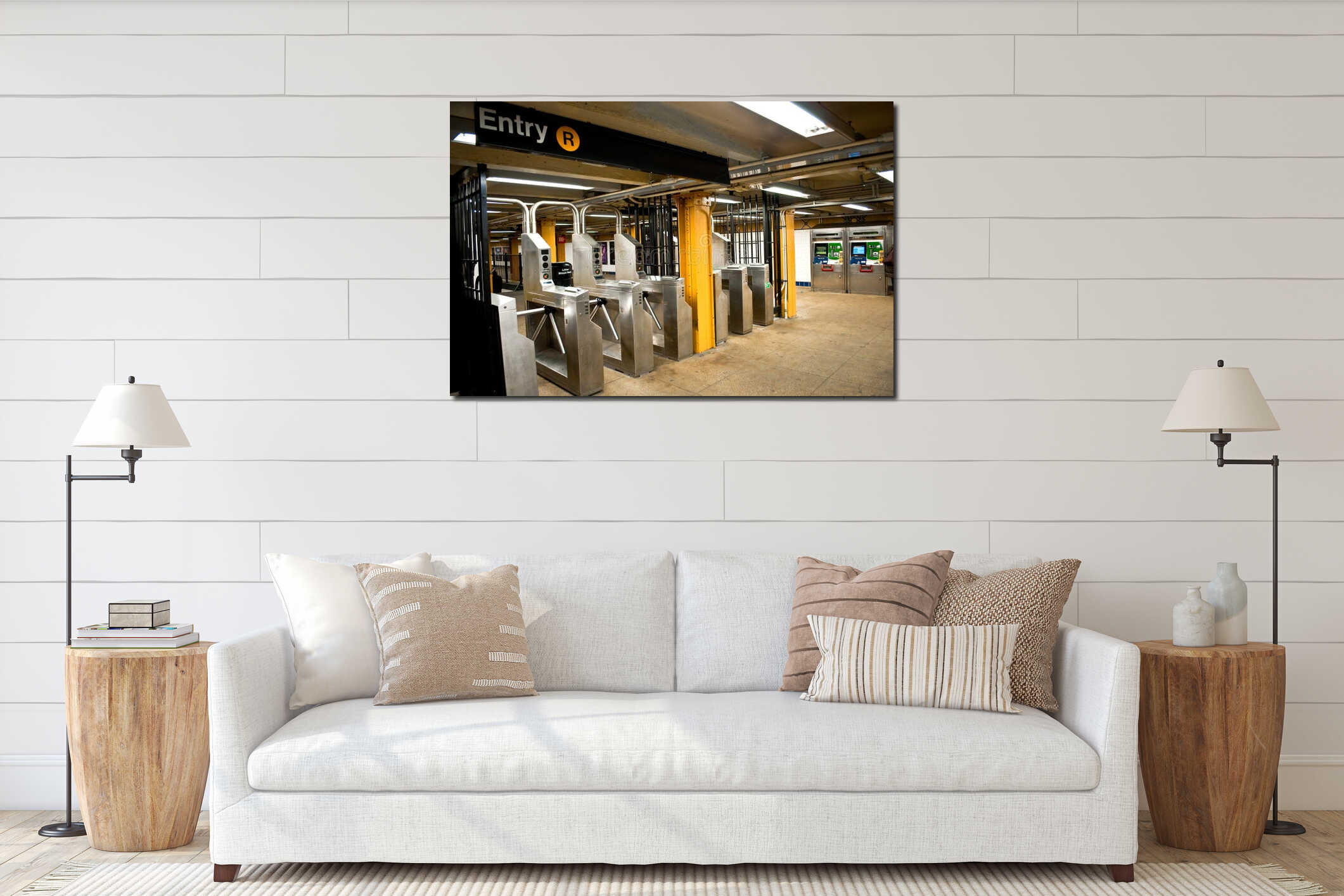 Canvas hanging interior mockup