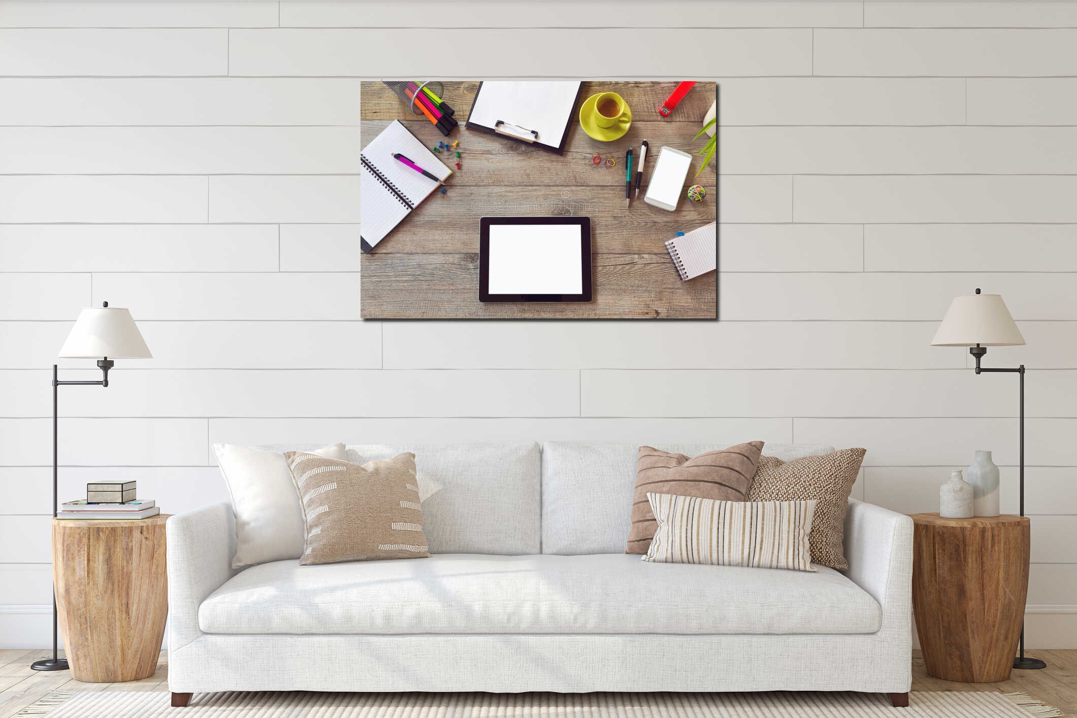 Canvas hanging interior mockup