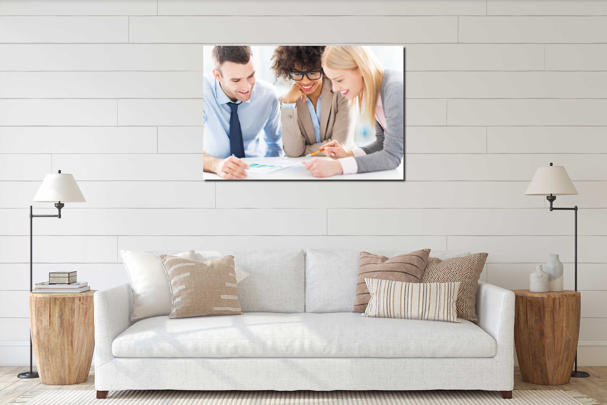 Canvas hanging interior mockup