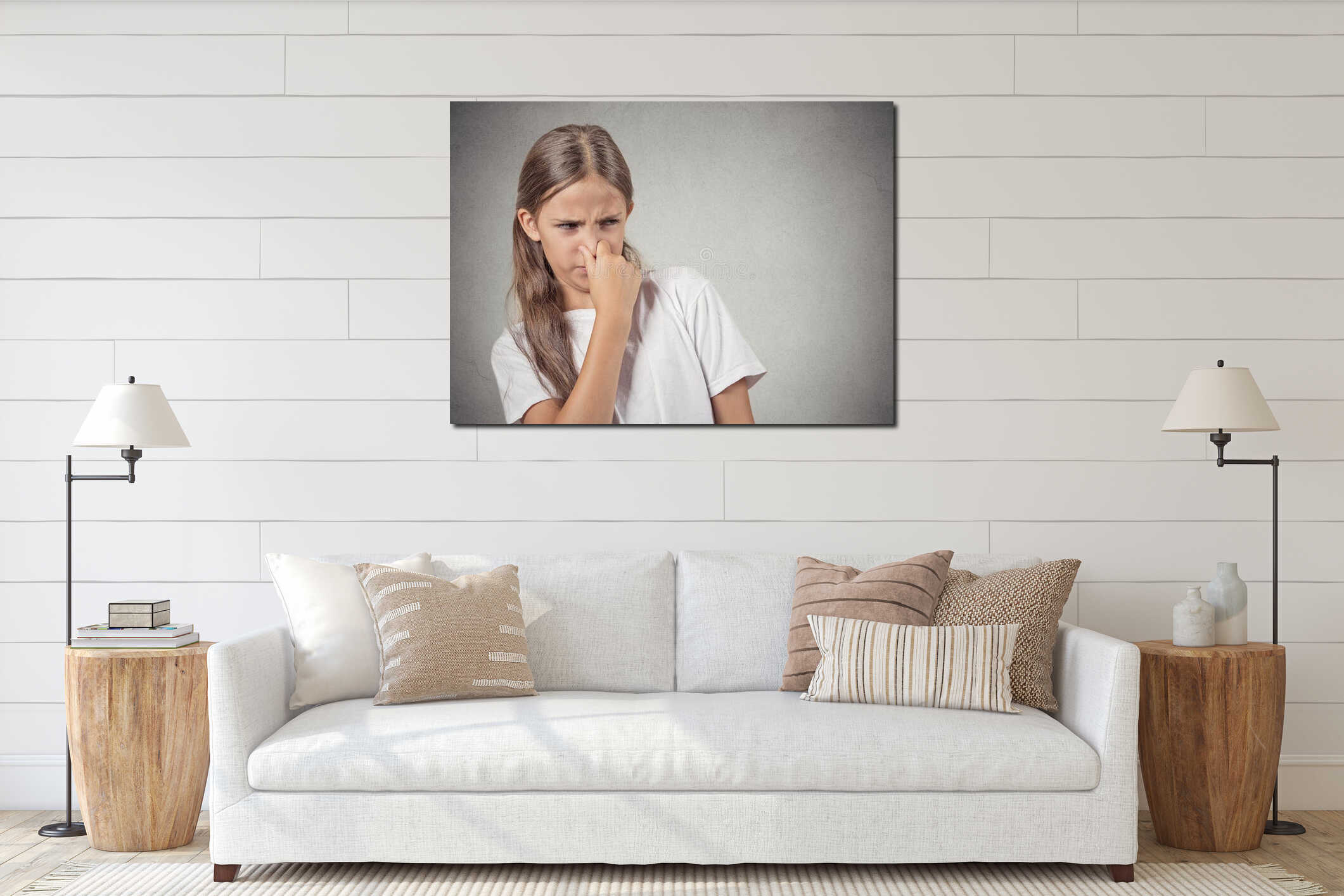 Canvas hanging interior mockup