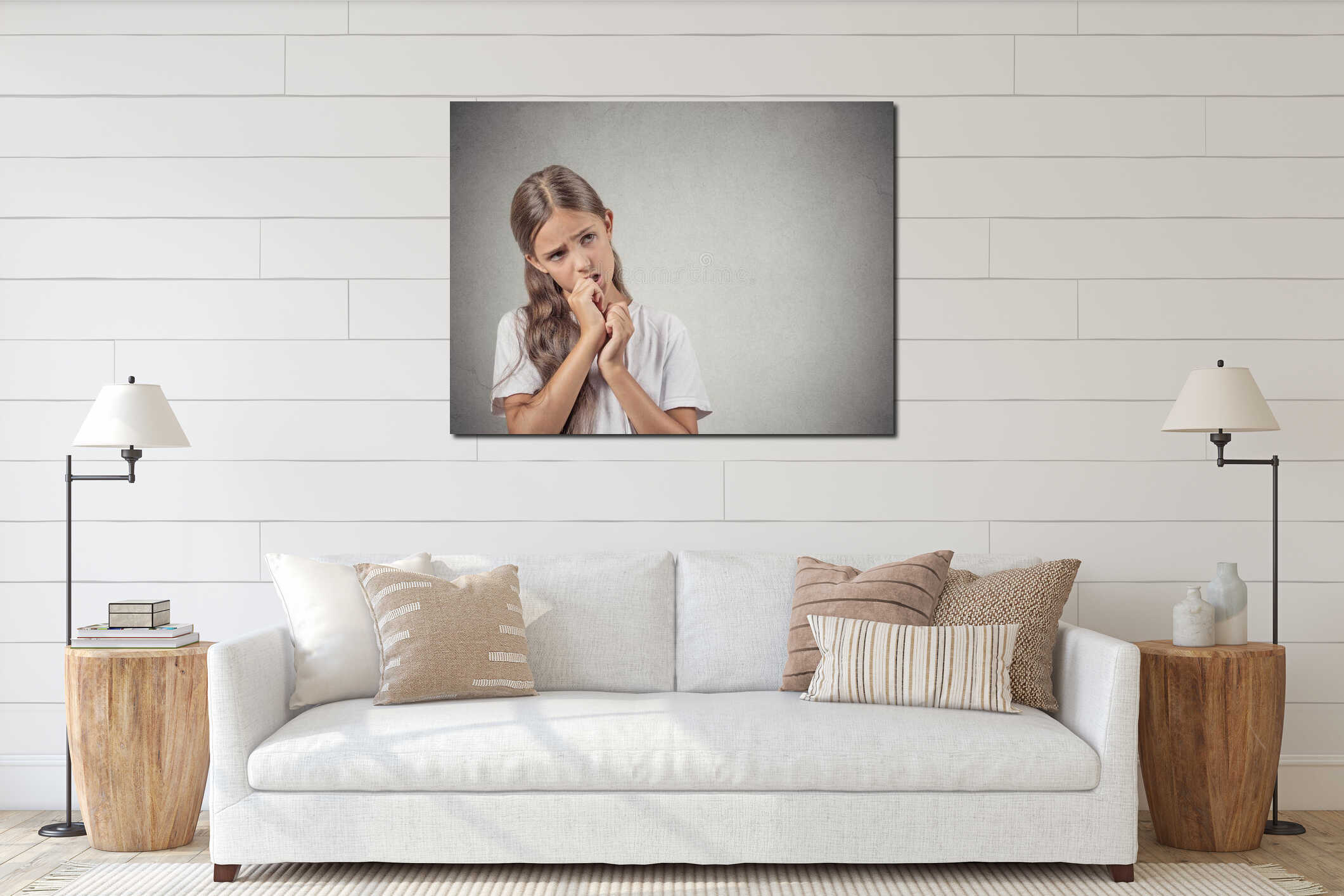 Canvas hanging interior mockup