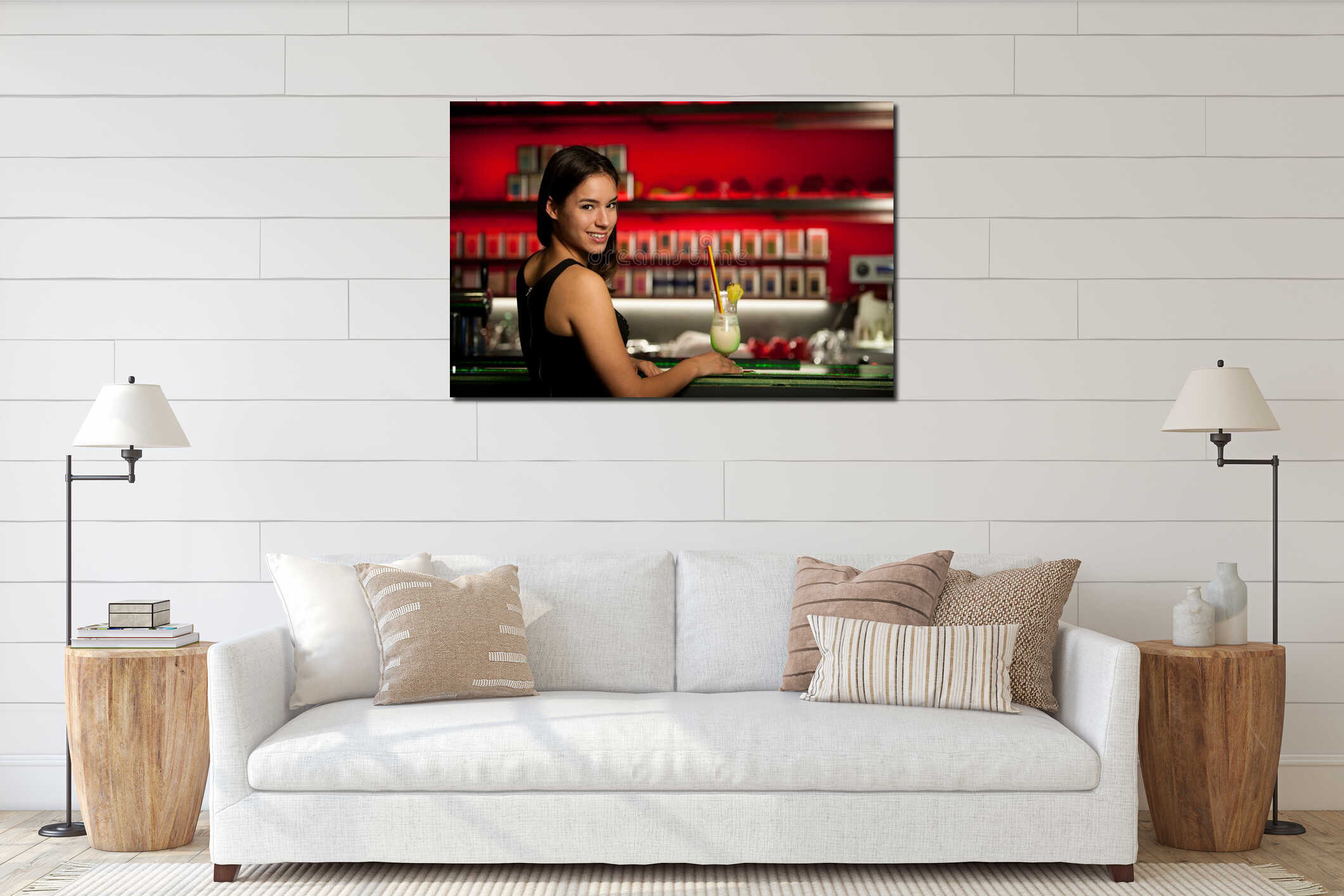 Canvas hanging interior mockup