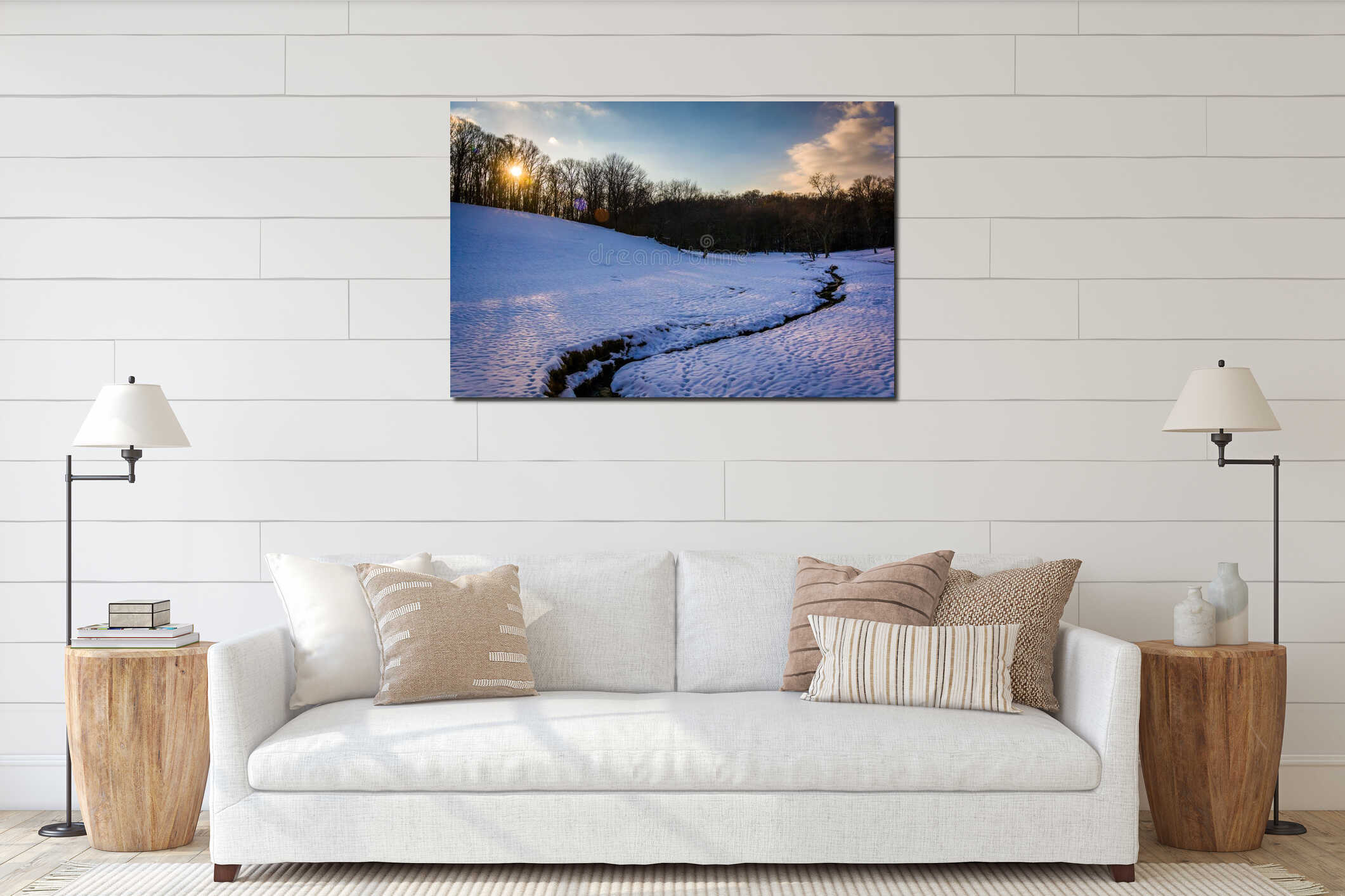 Canvas hanging interior mockup