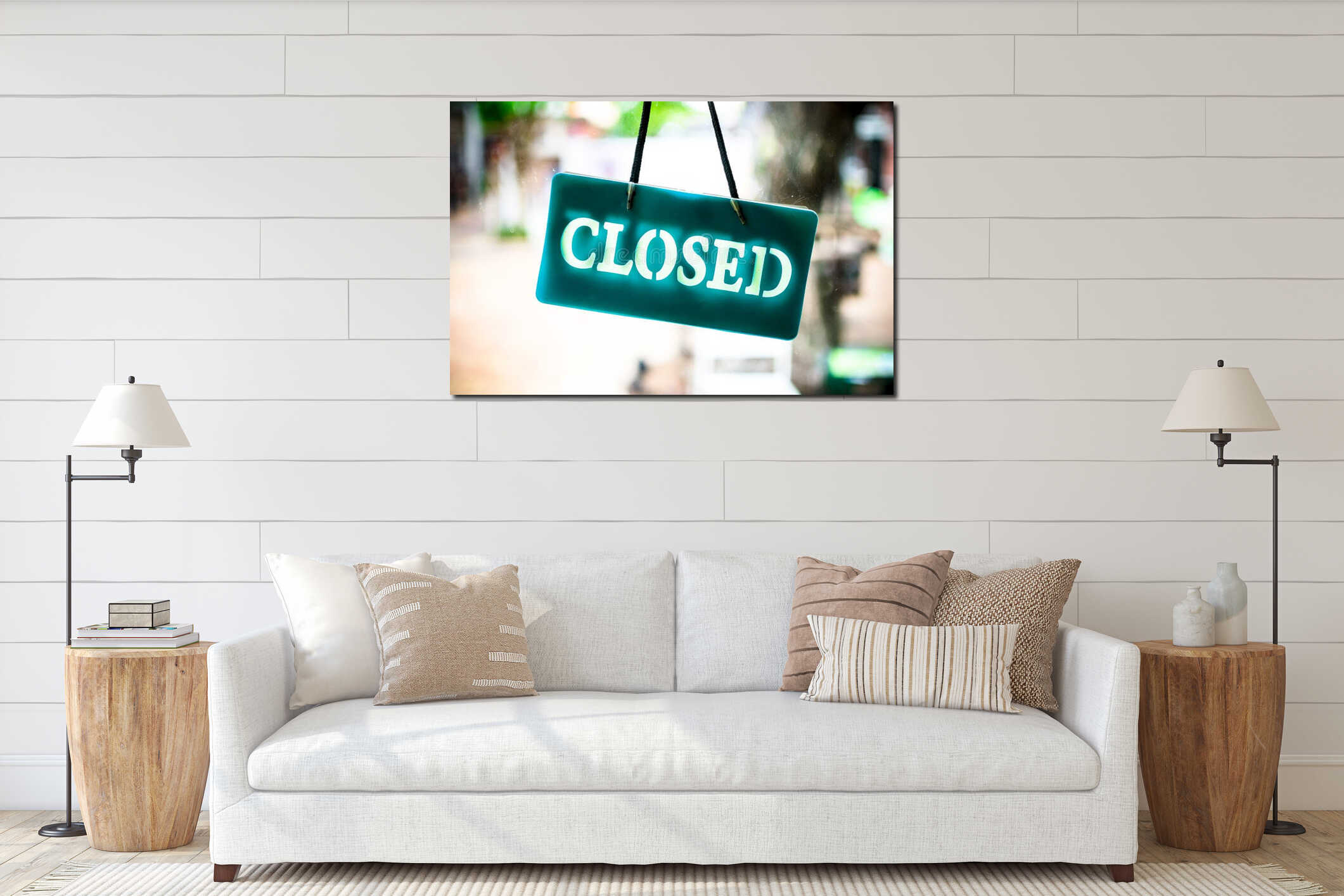 Canvas hanging interior mockup