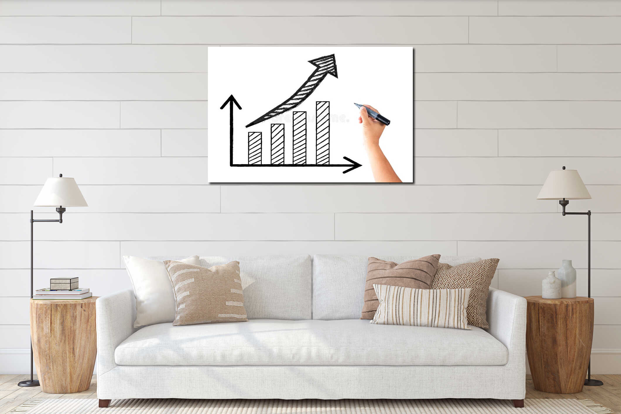 Canvas hanging interior mockup