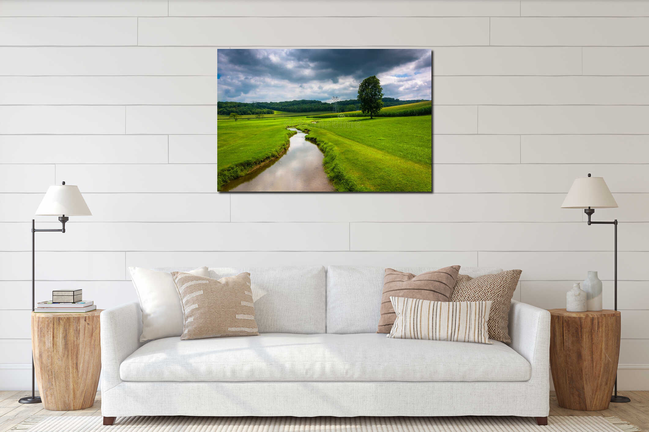 Canvas hanging interior mockup