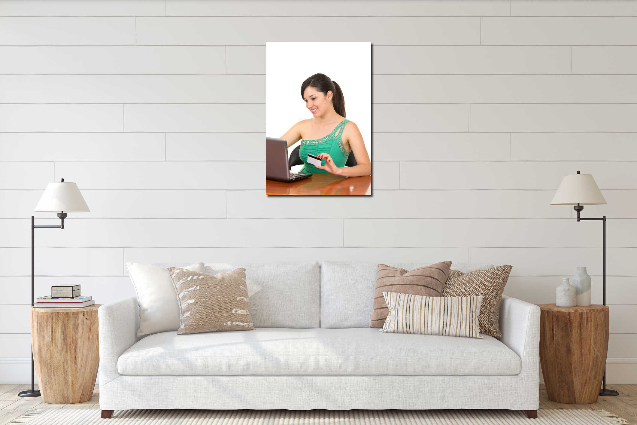 Canvas hanging interior mockup