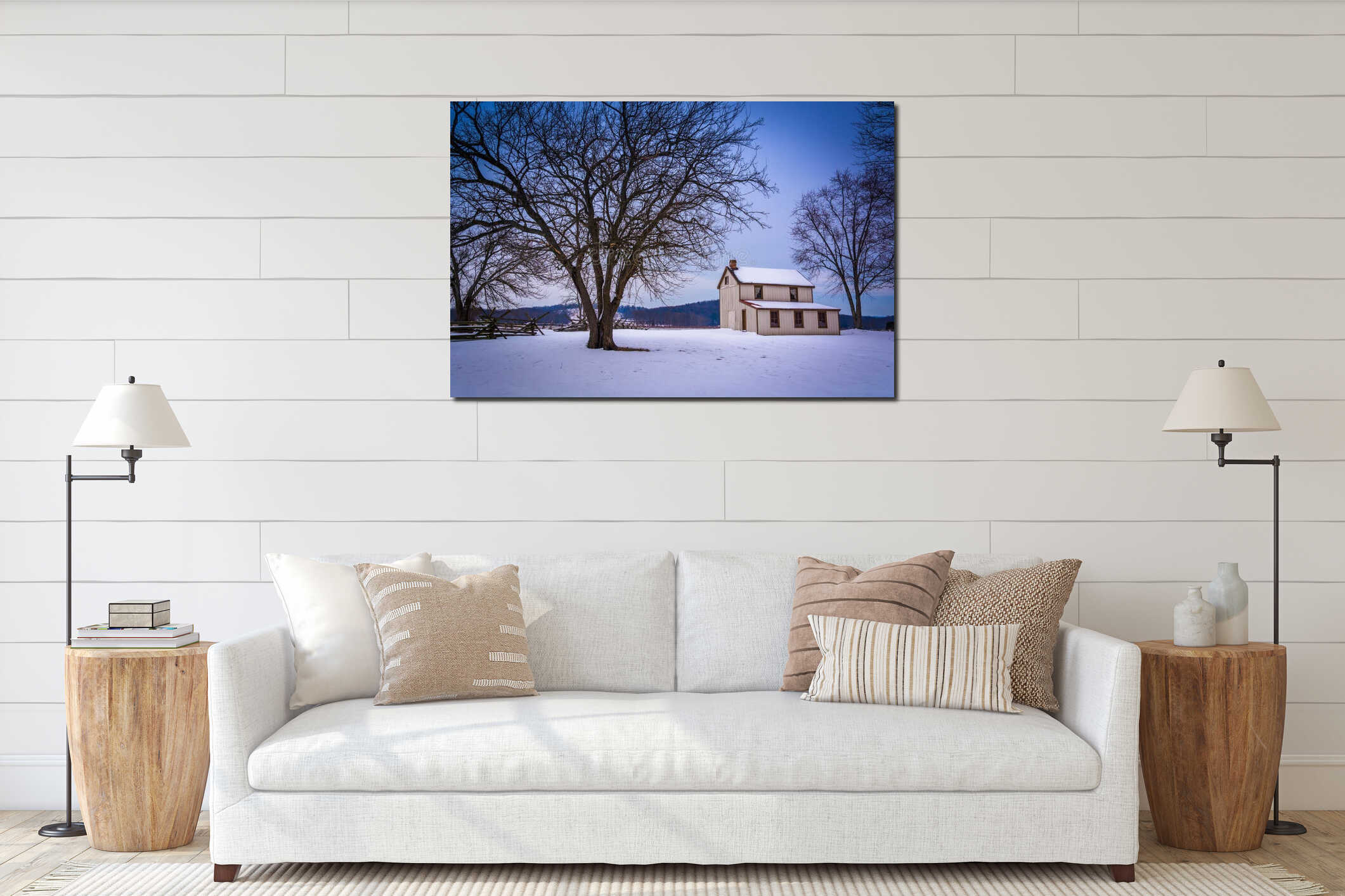 Canvas hanging interior mockup