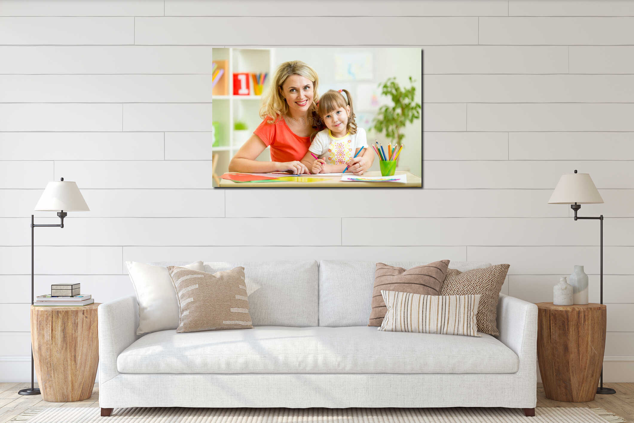 Canvas hanging interior mockup