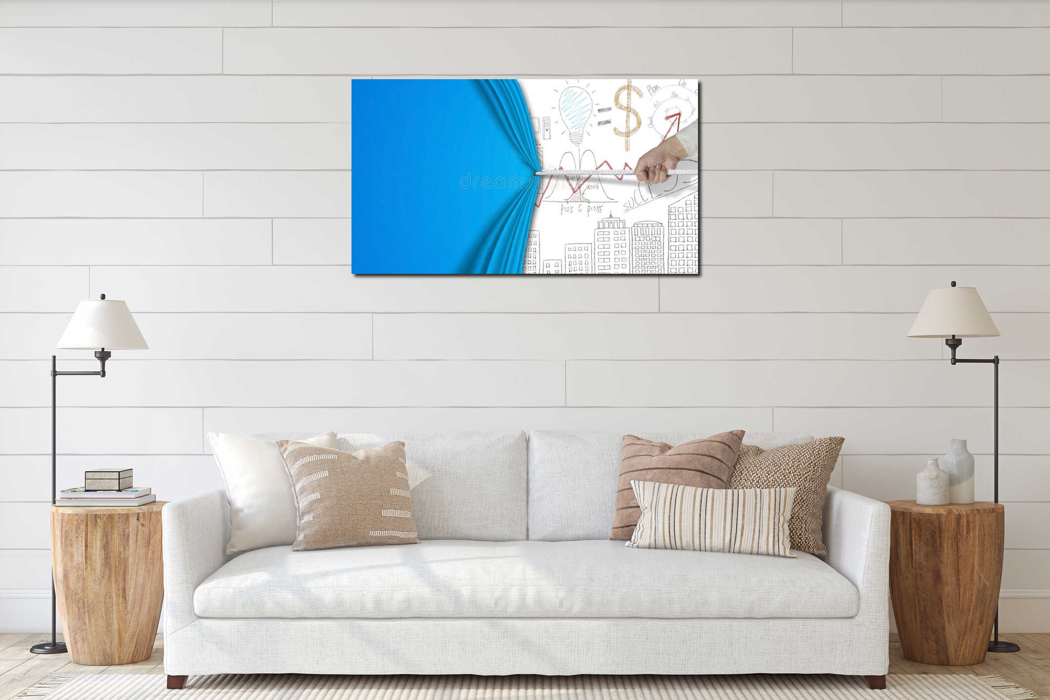 Canvas hanging interior mockup