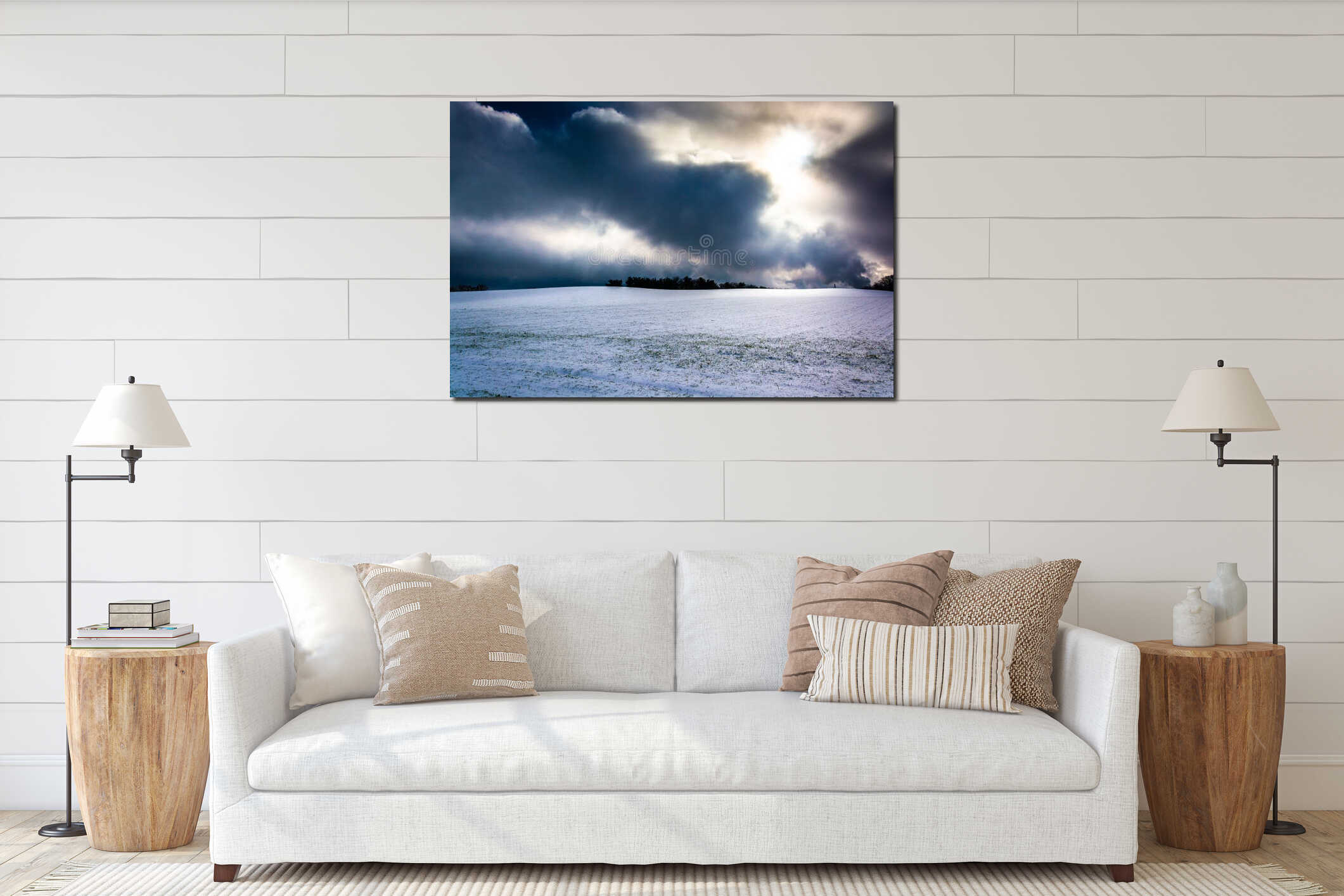 Canvas hanging interior mockup