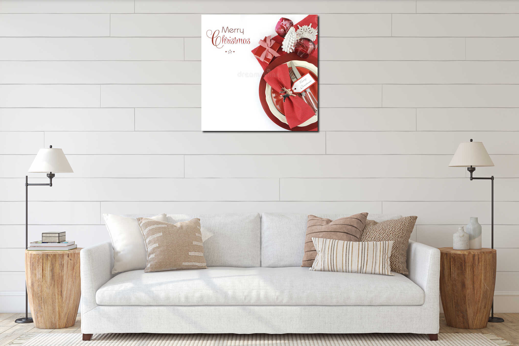 Canvas hanging interior mockup