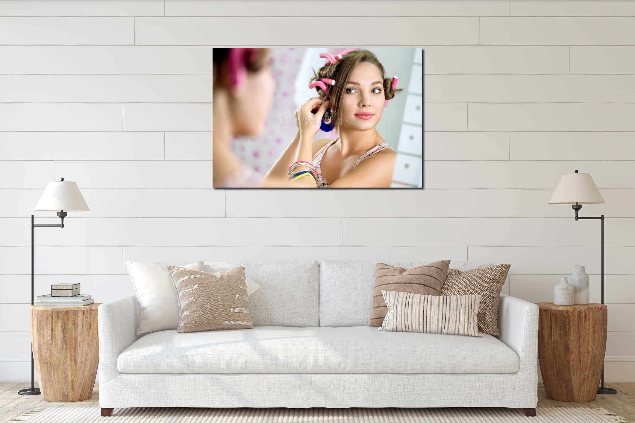 Canvas hanging interior mockup