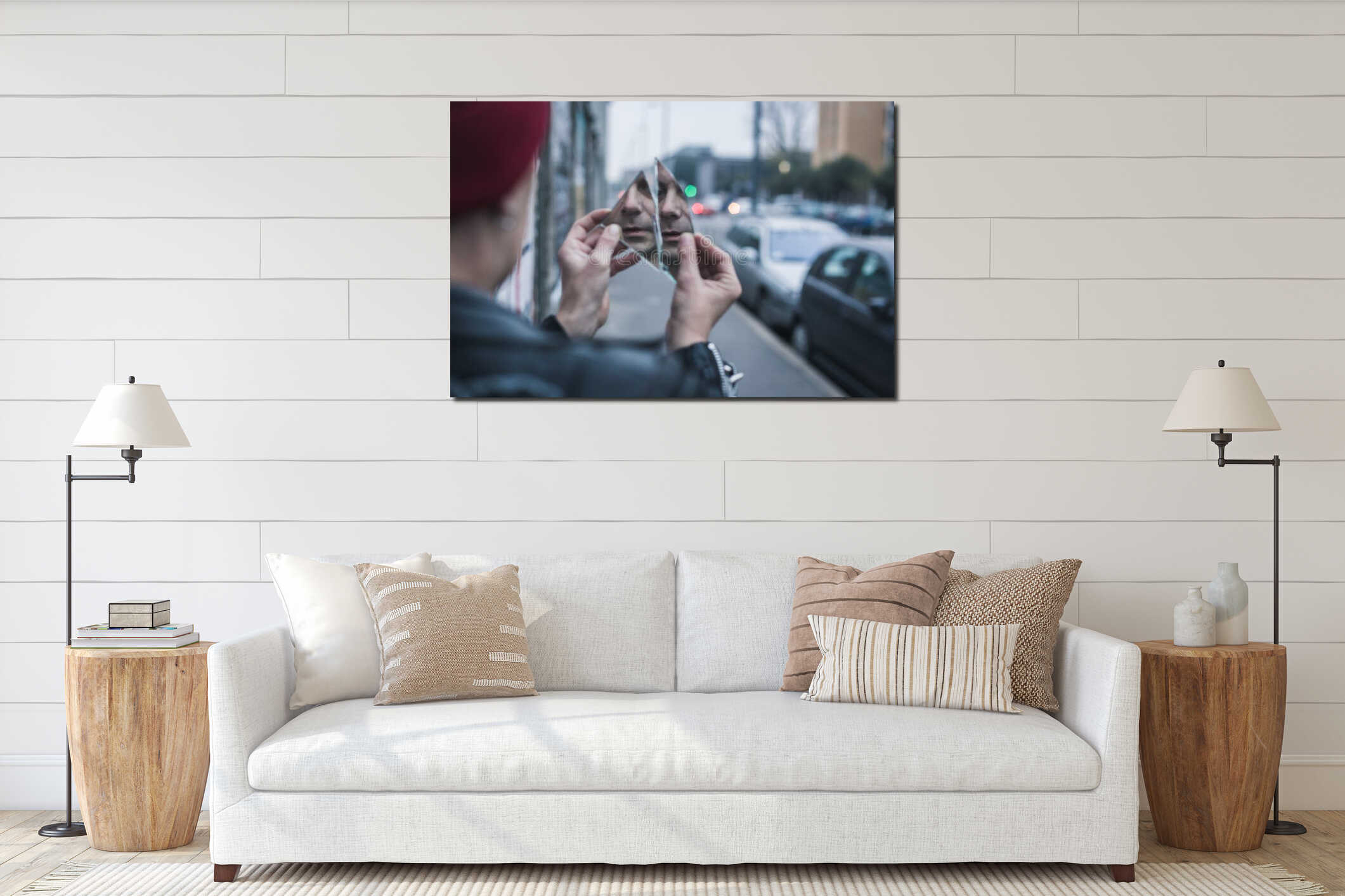 Canvas hanging interior mockup