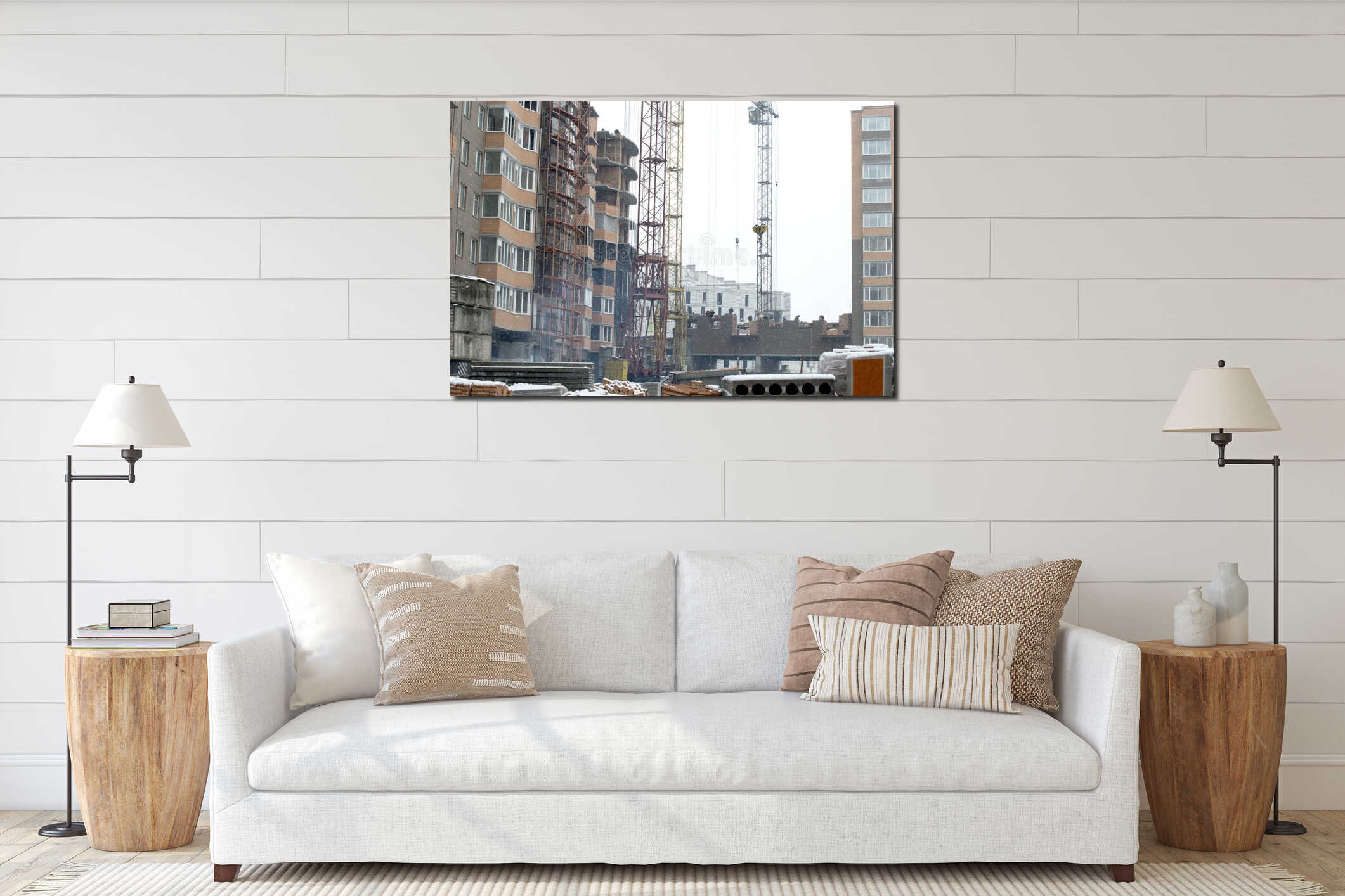 Canvas hanging interior mockup