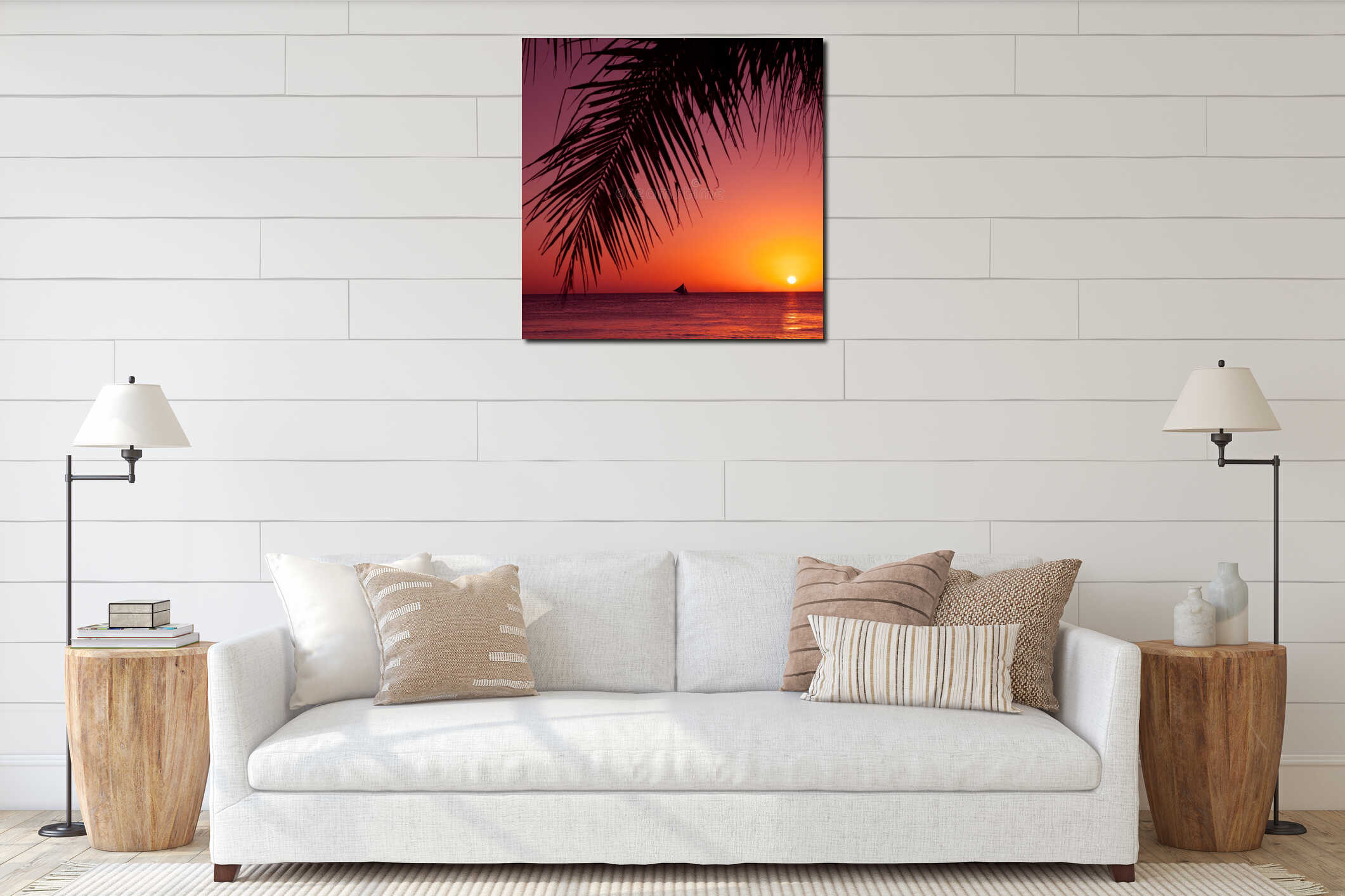 Canvas hanging interior mockup