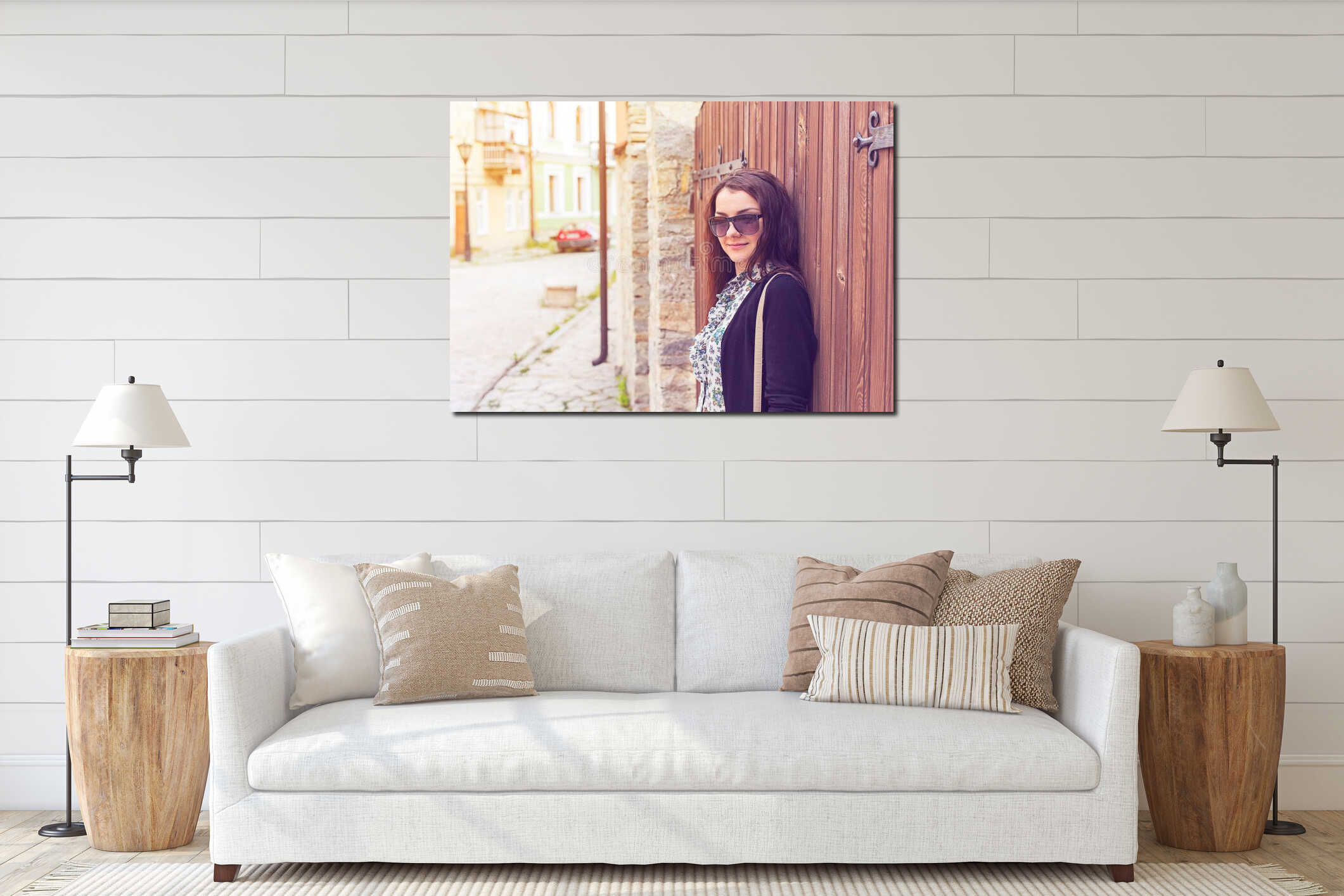 Canvas hanging interior mockup
