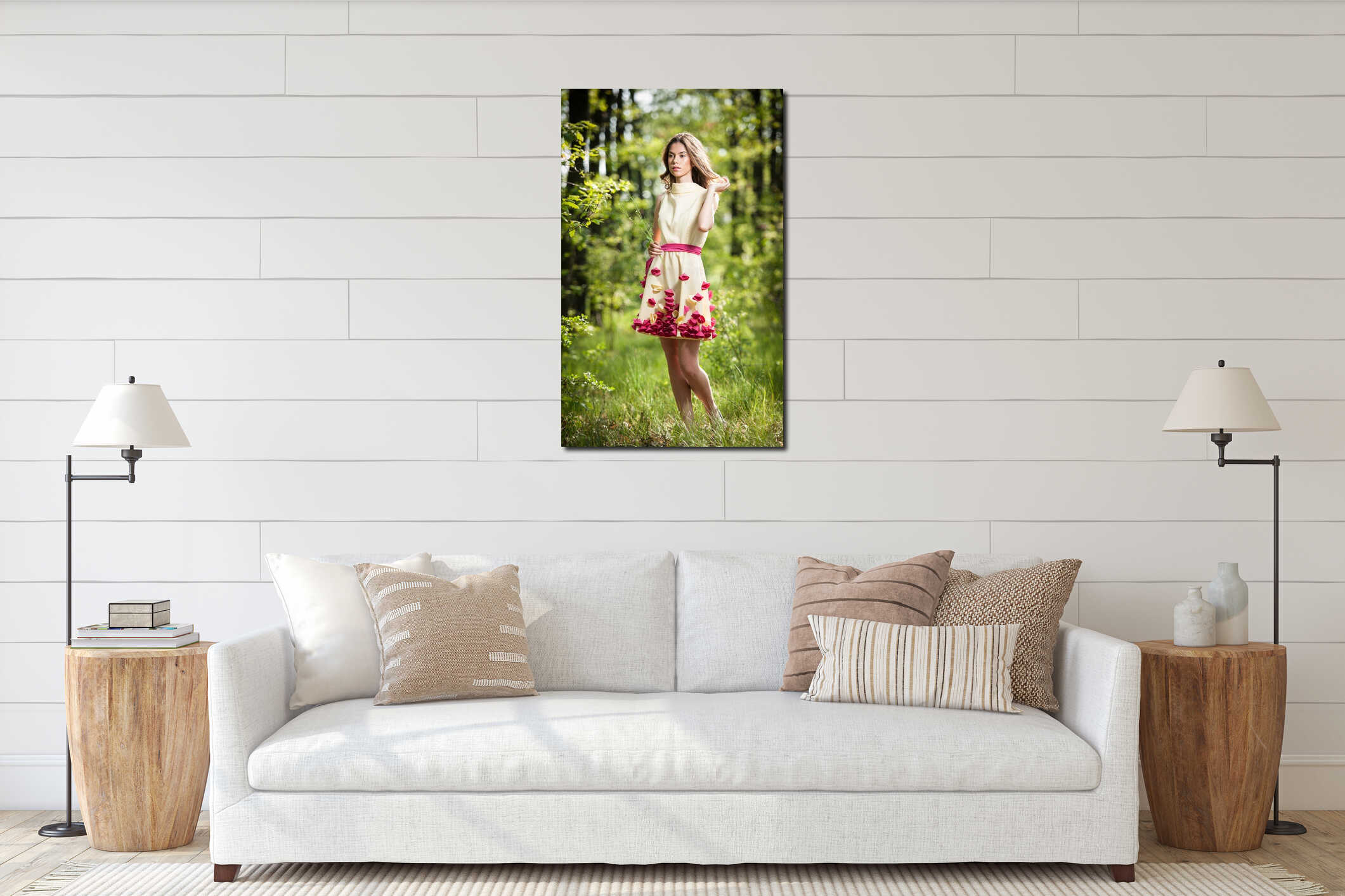 Canvas hanging interior mockup