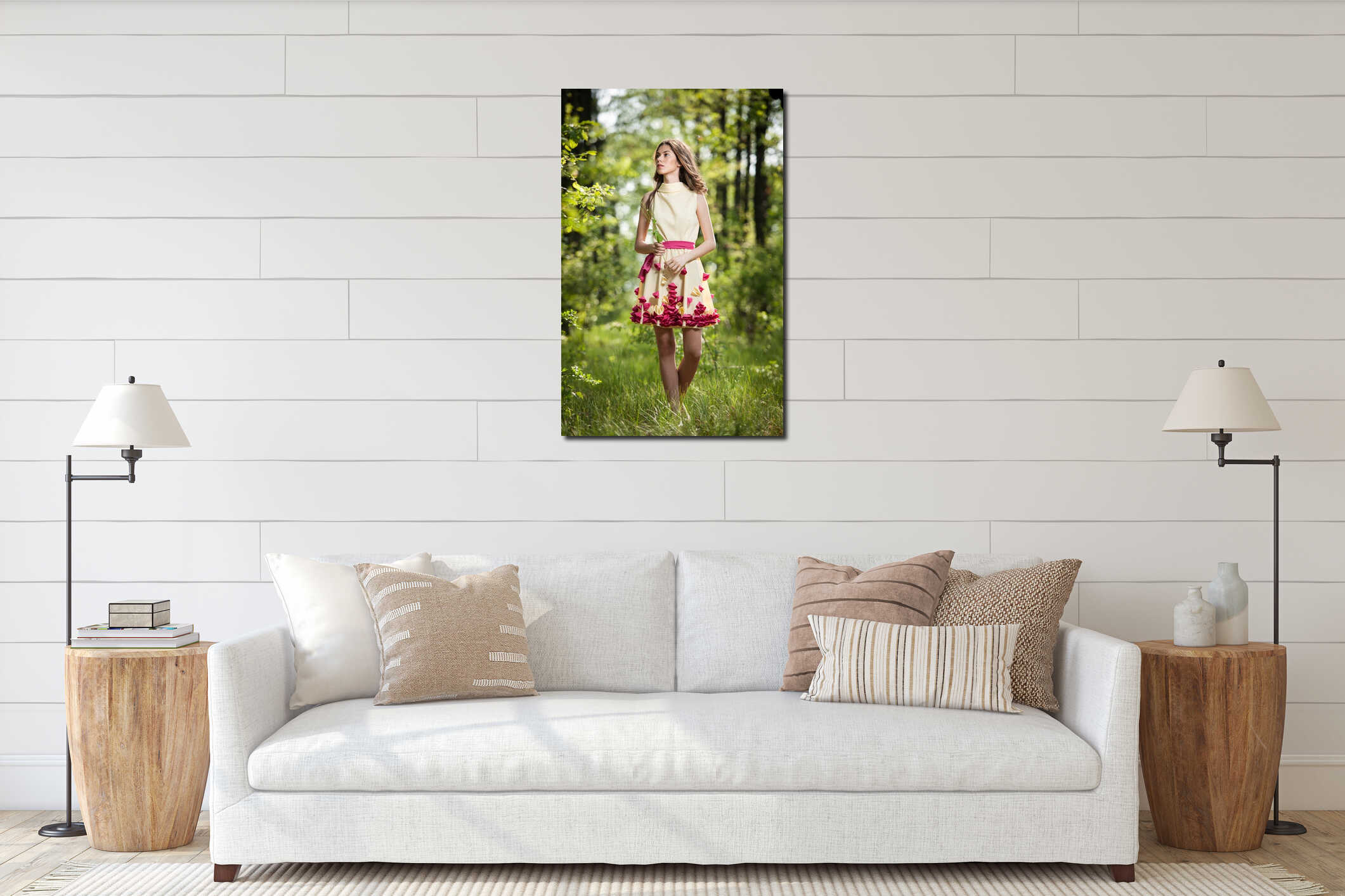 Canvas hanging interior mockup