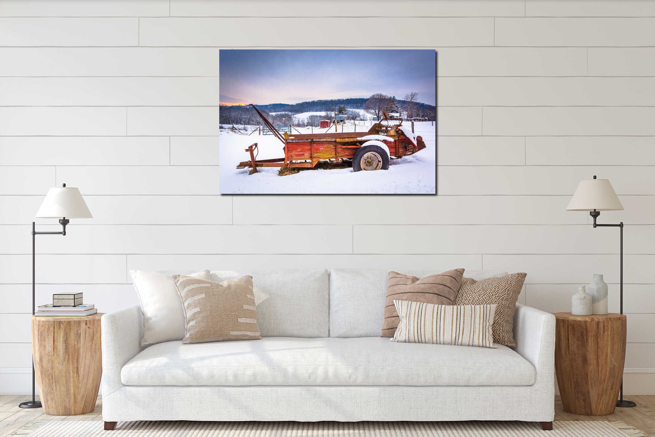 Canvas hanging interior mockup