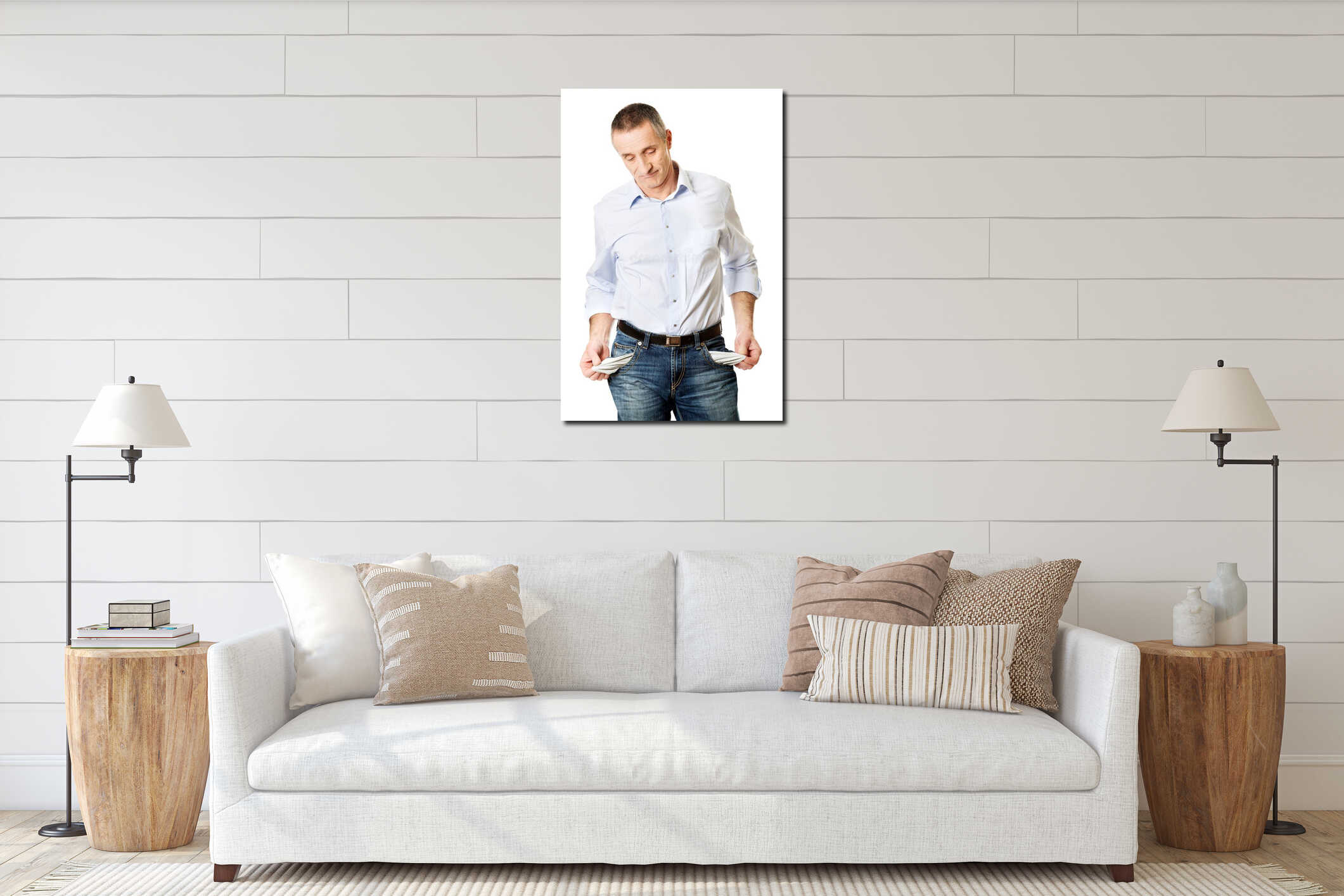 Canvas hanging interior mockup