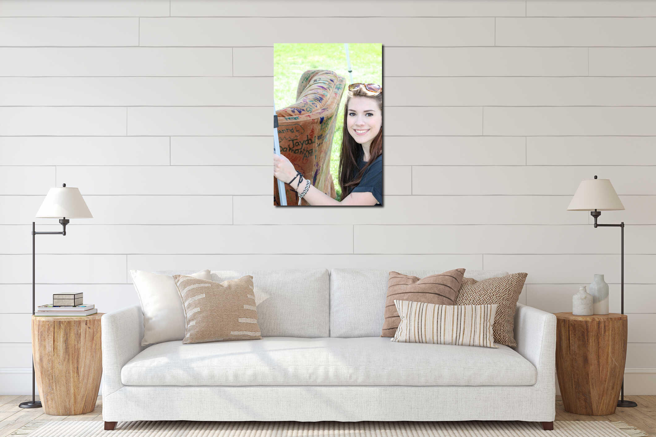 Canvas hanging interior mockup