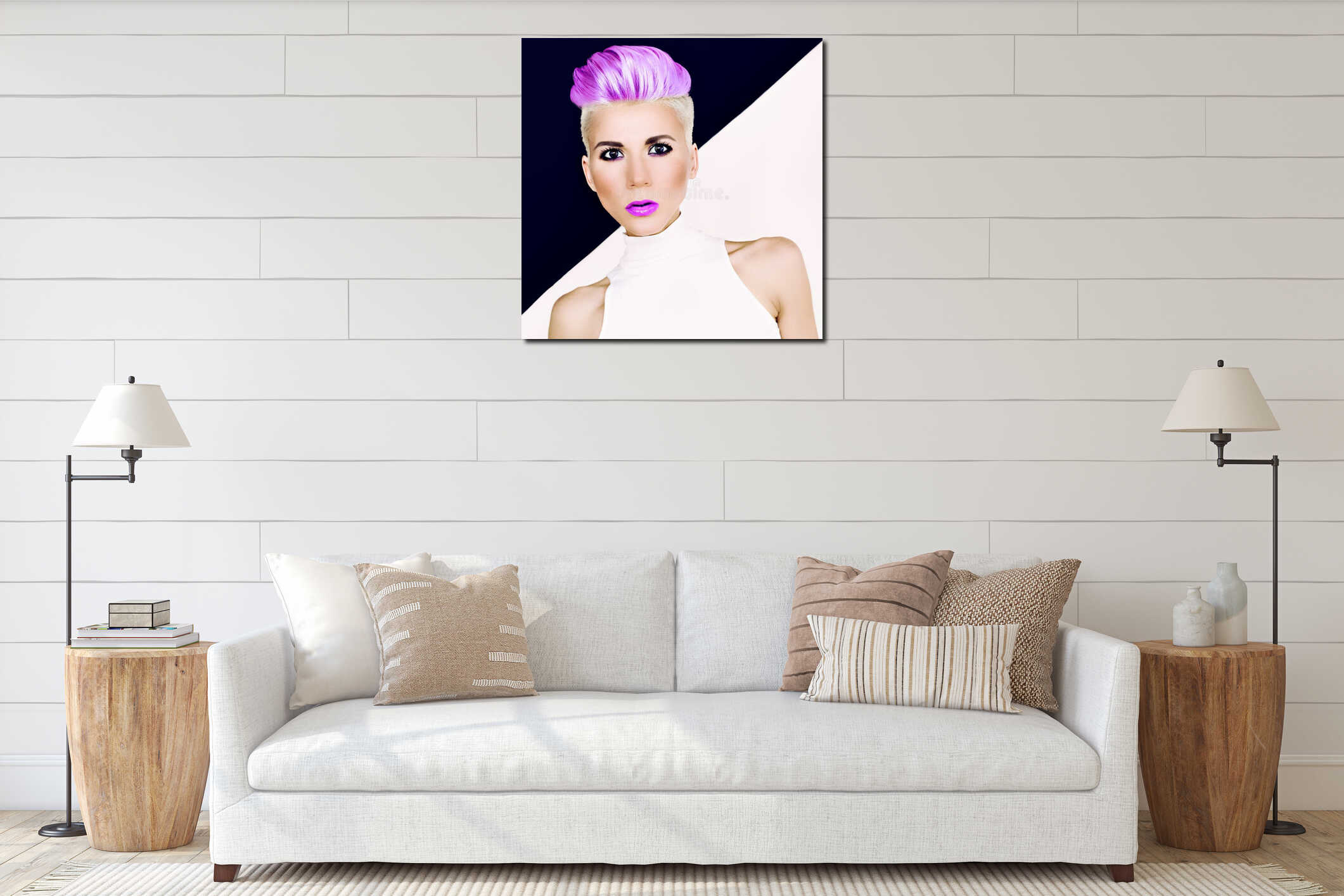 Canvas hanging interior mockup