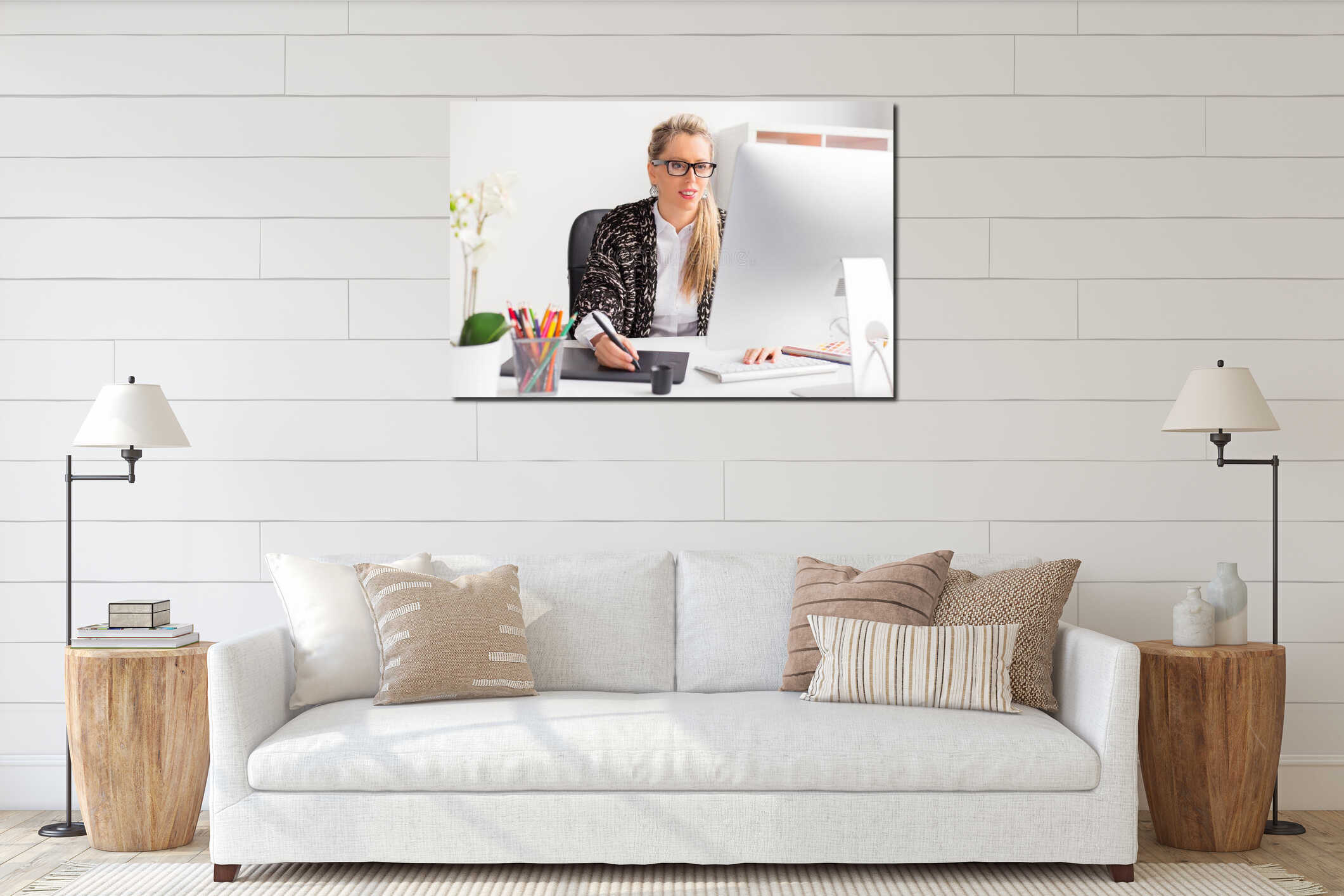 Canvas hanging interior mockup