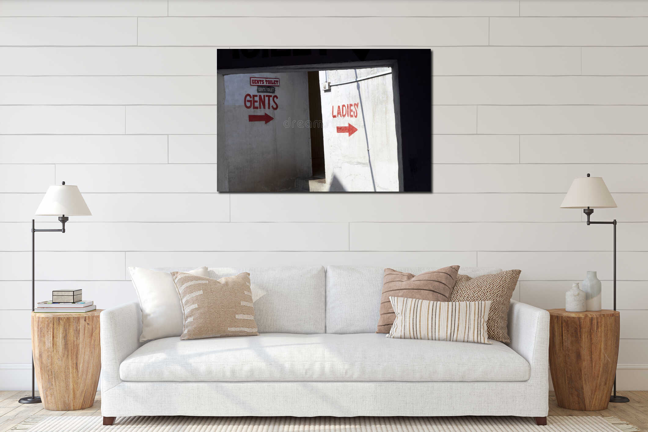 Canvas hanging interior mockup