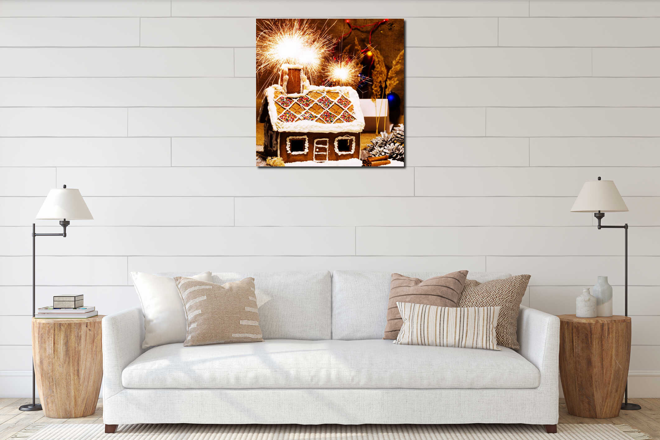 Canvas hanging interior mockup