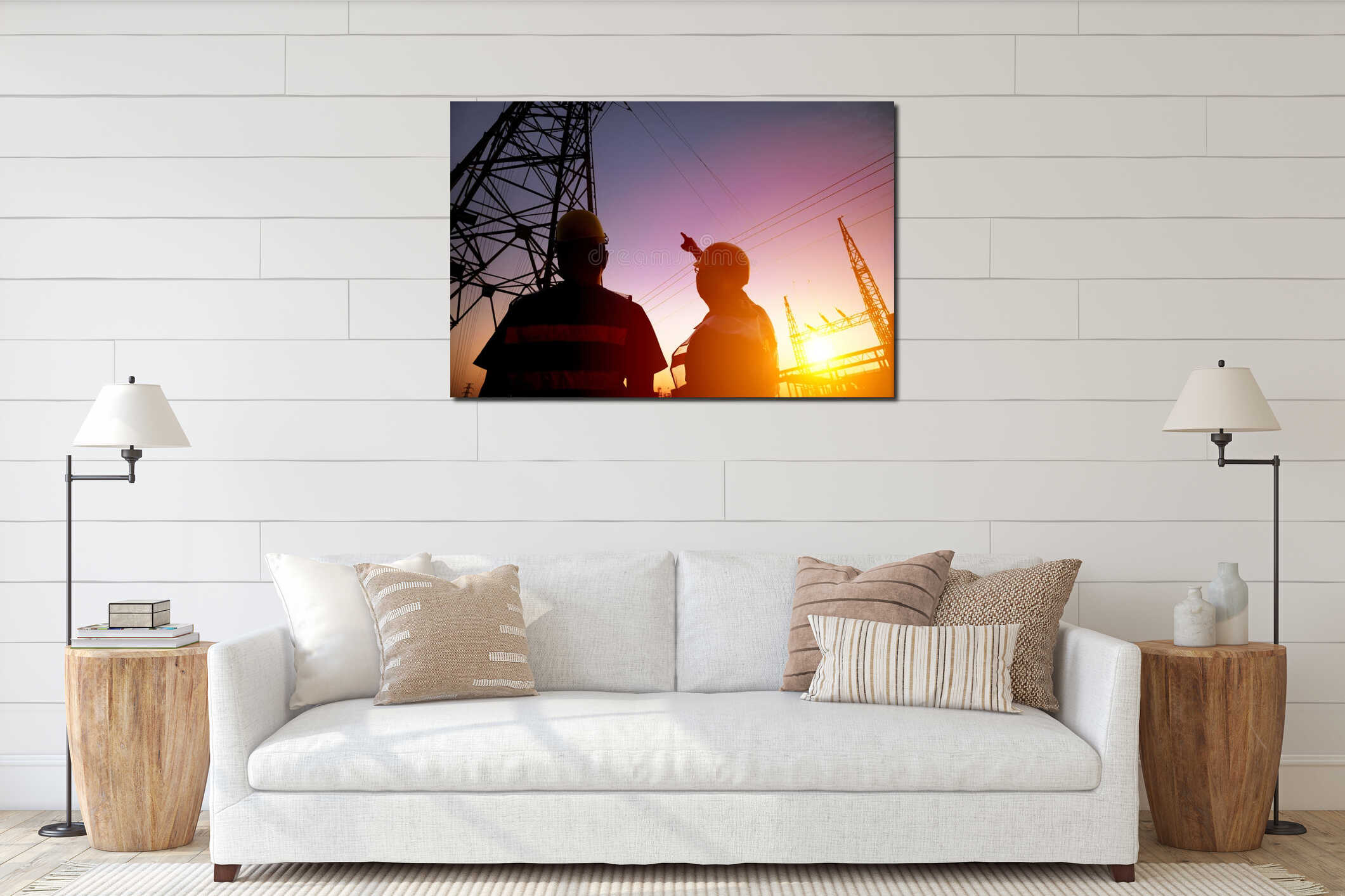 Canvas hanging interior mockup